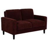 Best Furniture Outlet - Coaster - Ruth Fabric Upholstered Track Arm Loveseat Rust Red - 511212
