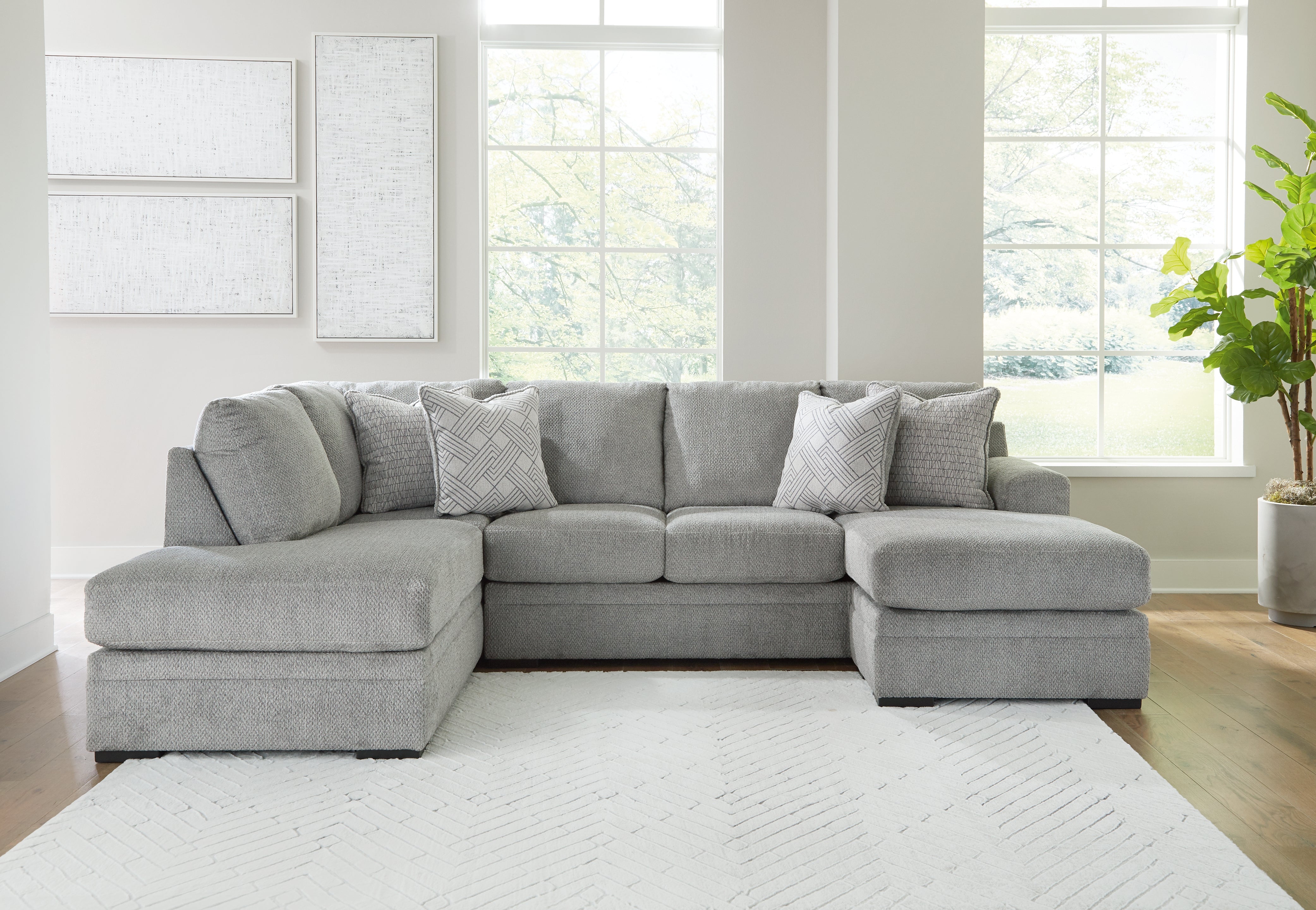 Best Furniture Outlet - Ashley Furniture - Casselbury Sectional - RAF 2-Piece Sectional with Chaise / Cement - 52906S2