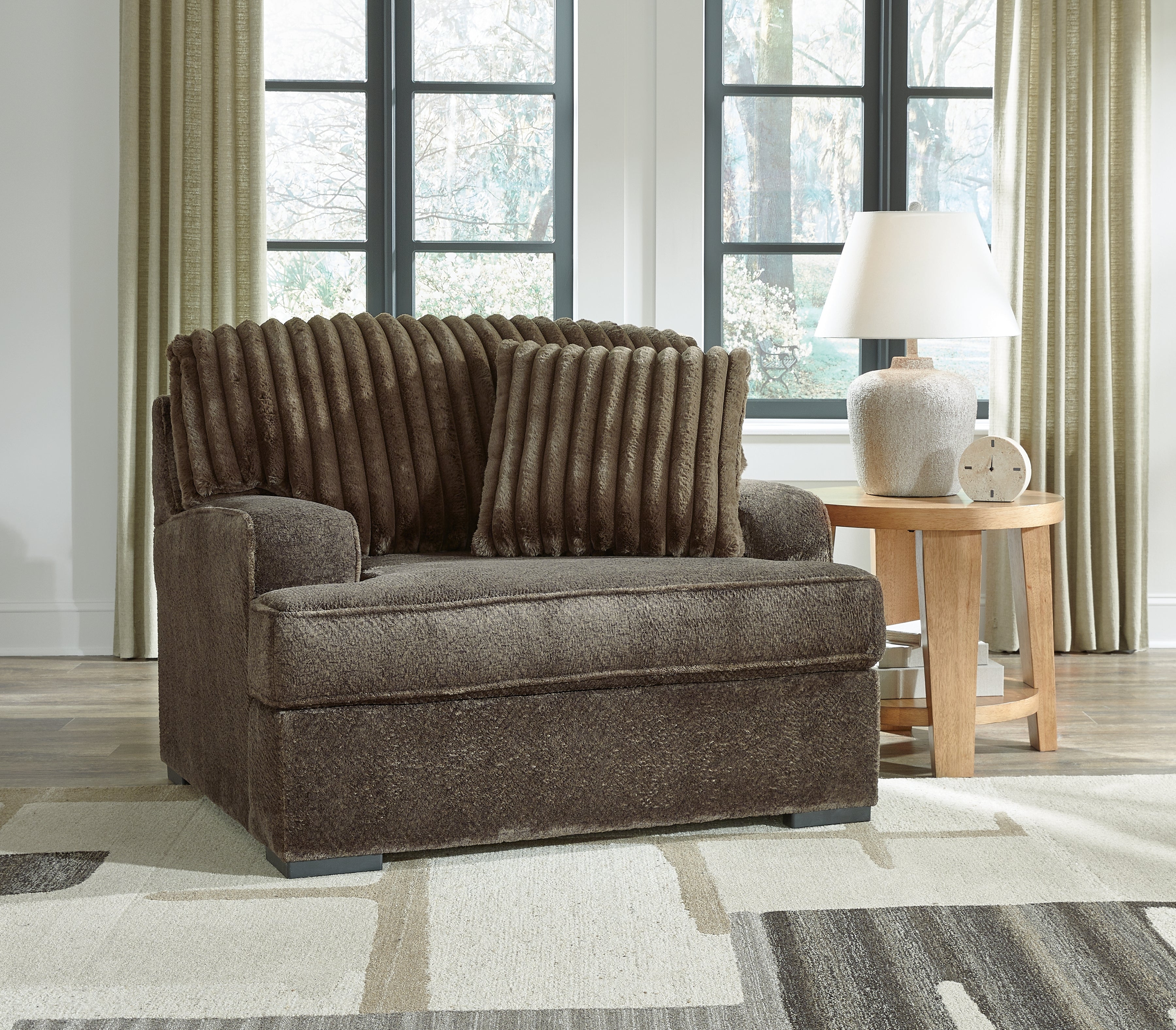 Best Furniture Outlet - Ashley Furniture - Aylesworth Living Room - Chair and a Half / Chocolate - 5370223