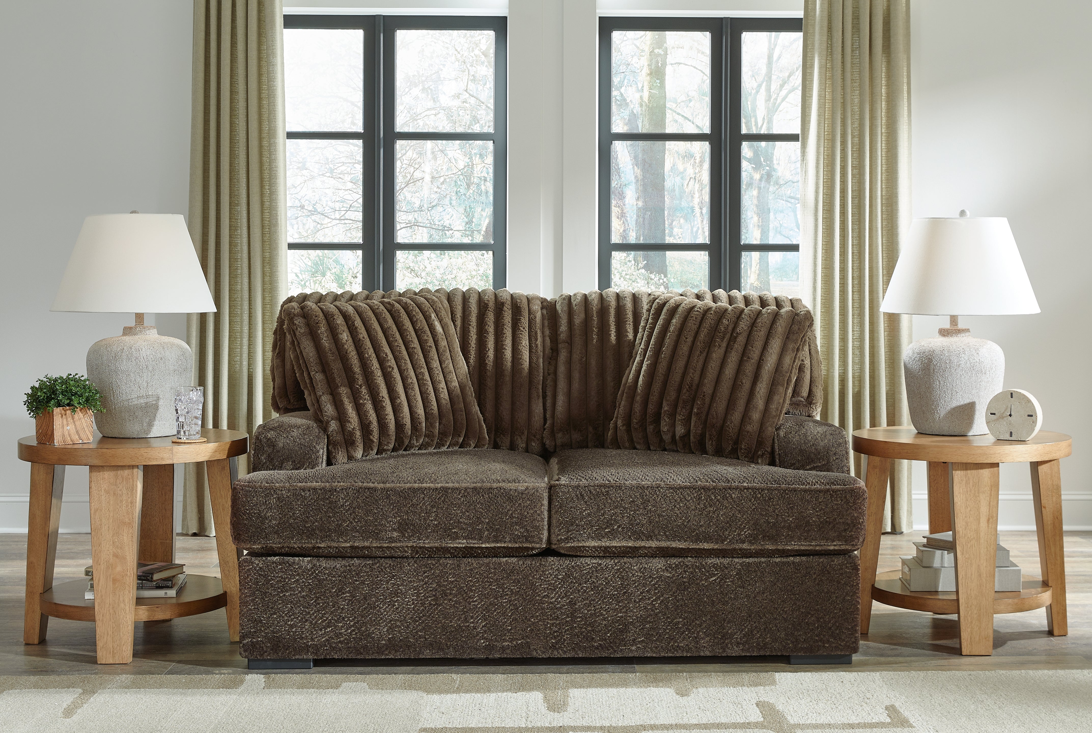 Best Furniture Outlet - Ashley Furniture - Aylesworth Living Room - Loveseat / Chocolate - 5370235
