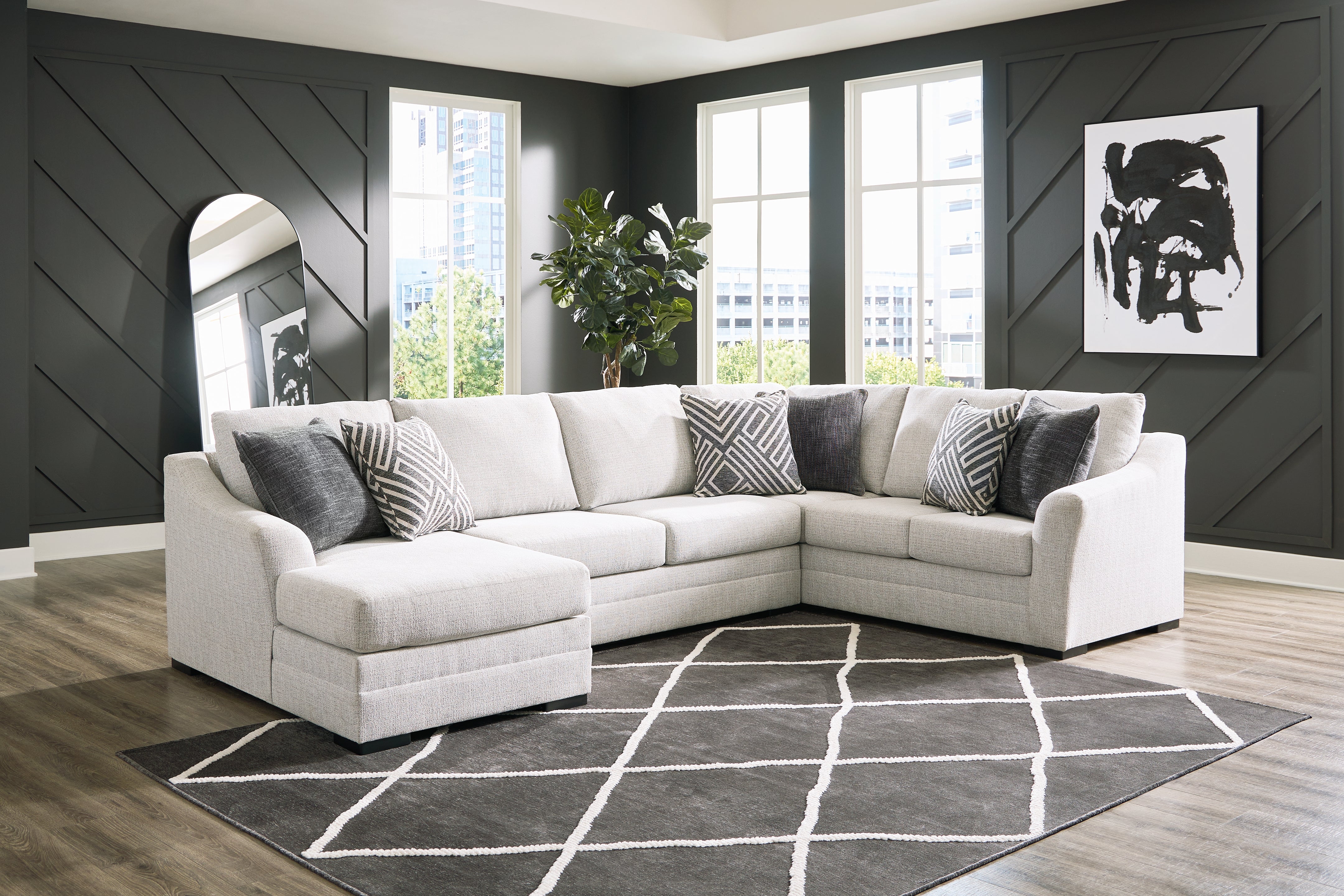Best Furniture Outlet - Ashley Furniture - Koralynn Sectional - RAF 3-Piece Sectional with Chaise / Stone - 54102S1