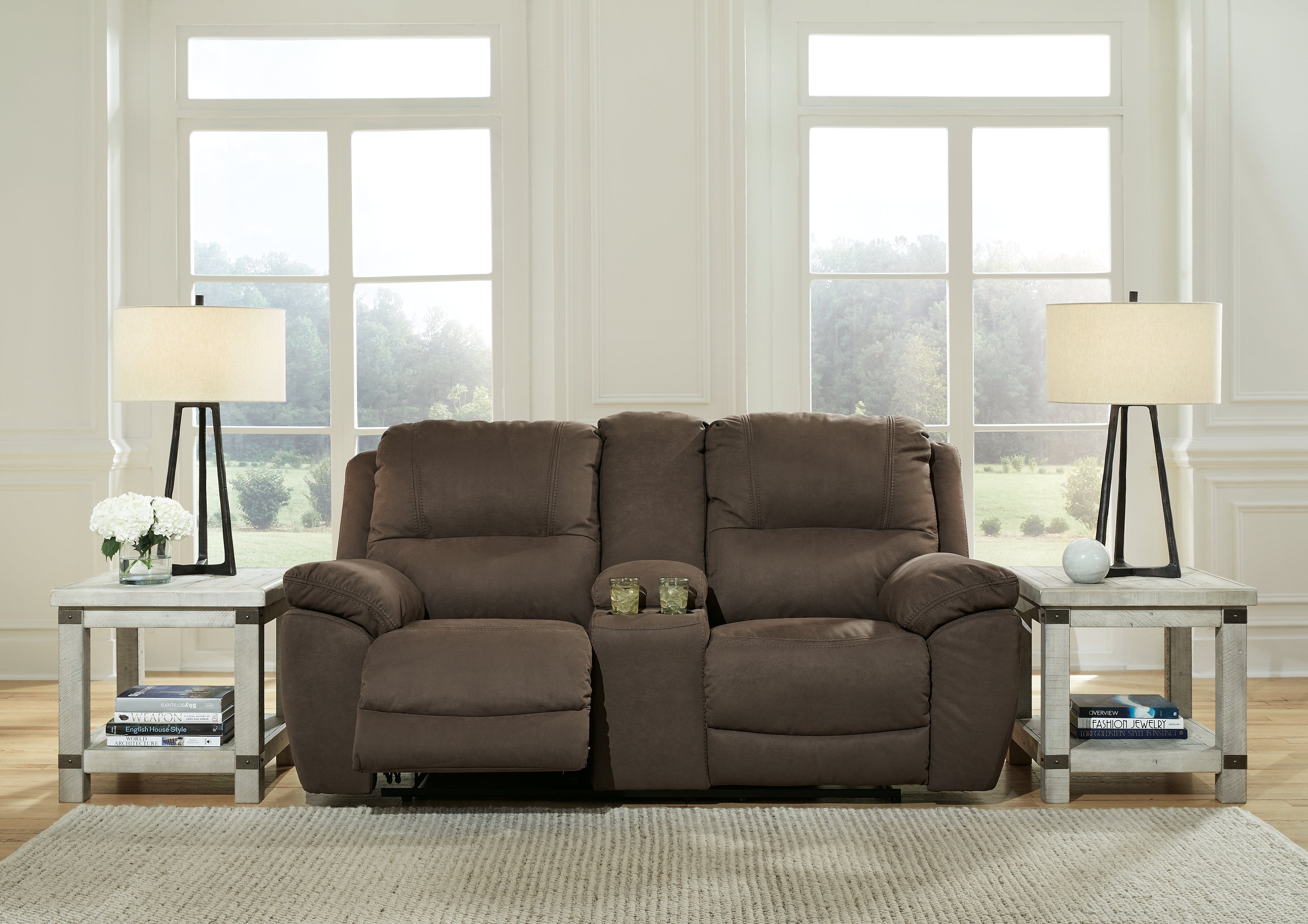 Best Furniture Outlet - Ashley Furniture - Next-Gen Gaucho Living Room - DBL Rec Loveseat w/Console / Espresso - 5420494