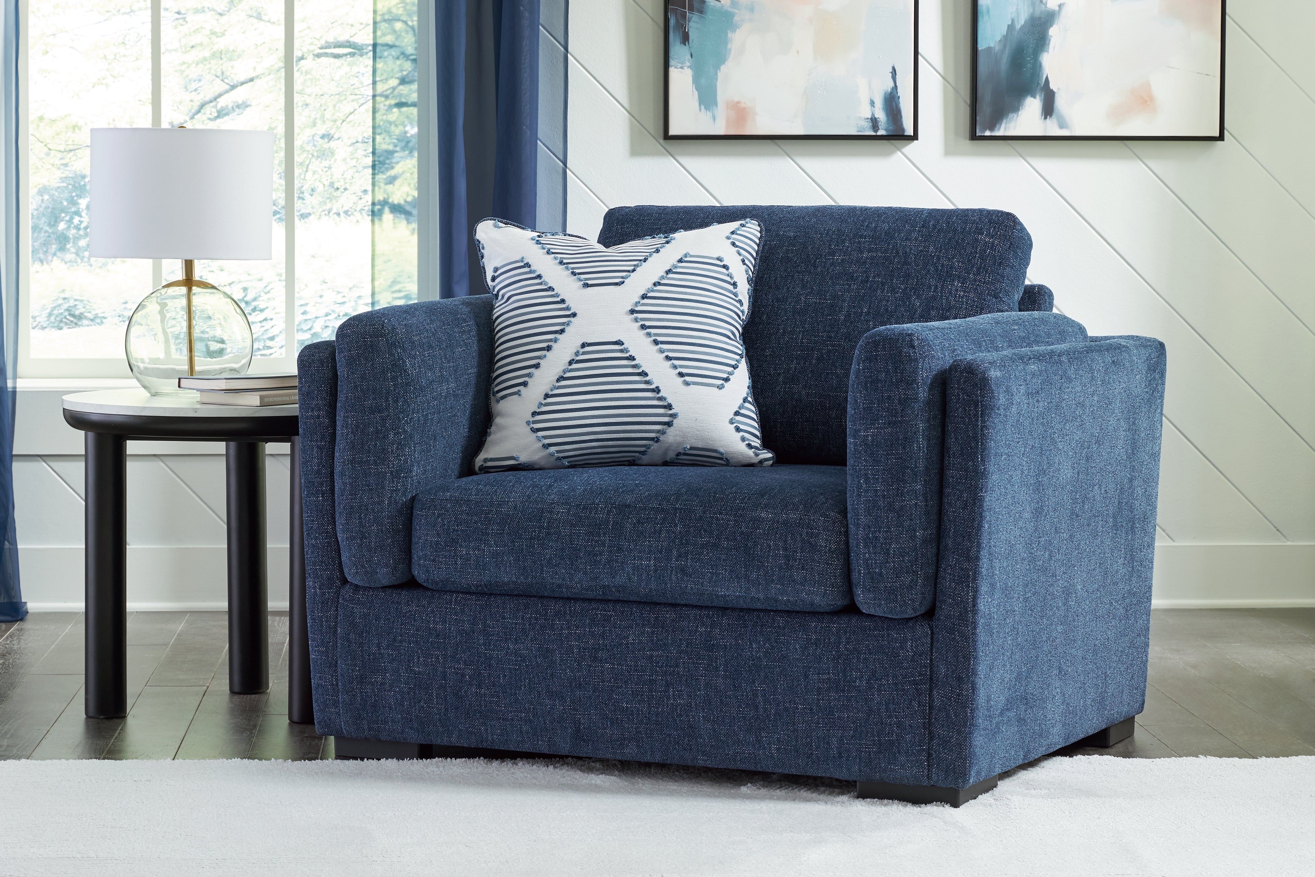 Best Furniture Outlet - Ashley Furniture - Evansley Living Room - Chair and a Half / Navy - 5450223