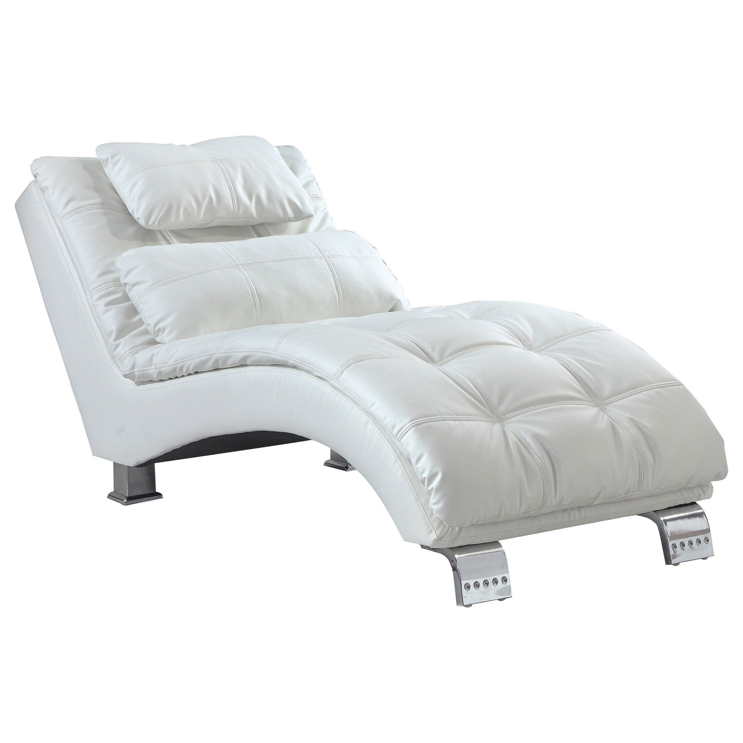 Best Furniture Outlet - Coaster - Dilleston Faux Leather Upholstered Tufted Chaise White - 550078