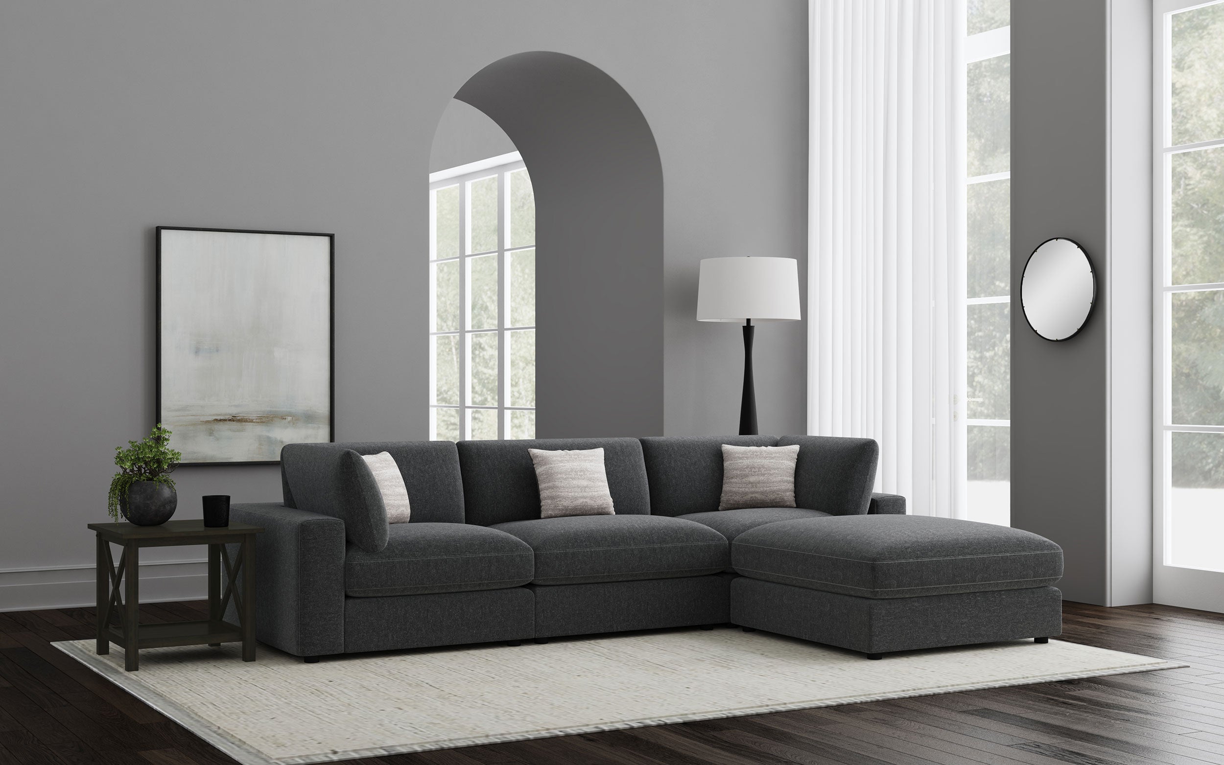 Best Furniture Outlet - Coaster - Serene 4-piece Upholstered Modular Sectional Sofa Charcoal - 551324-SETB