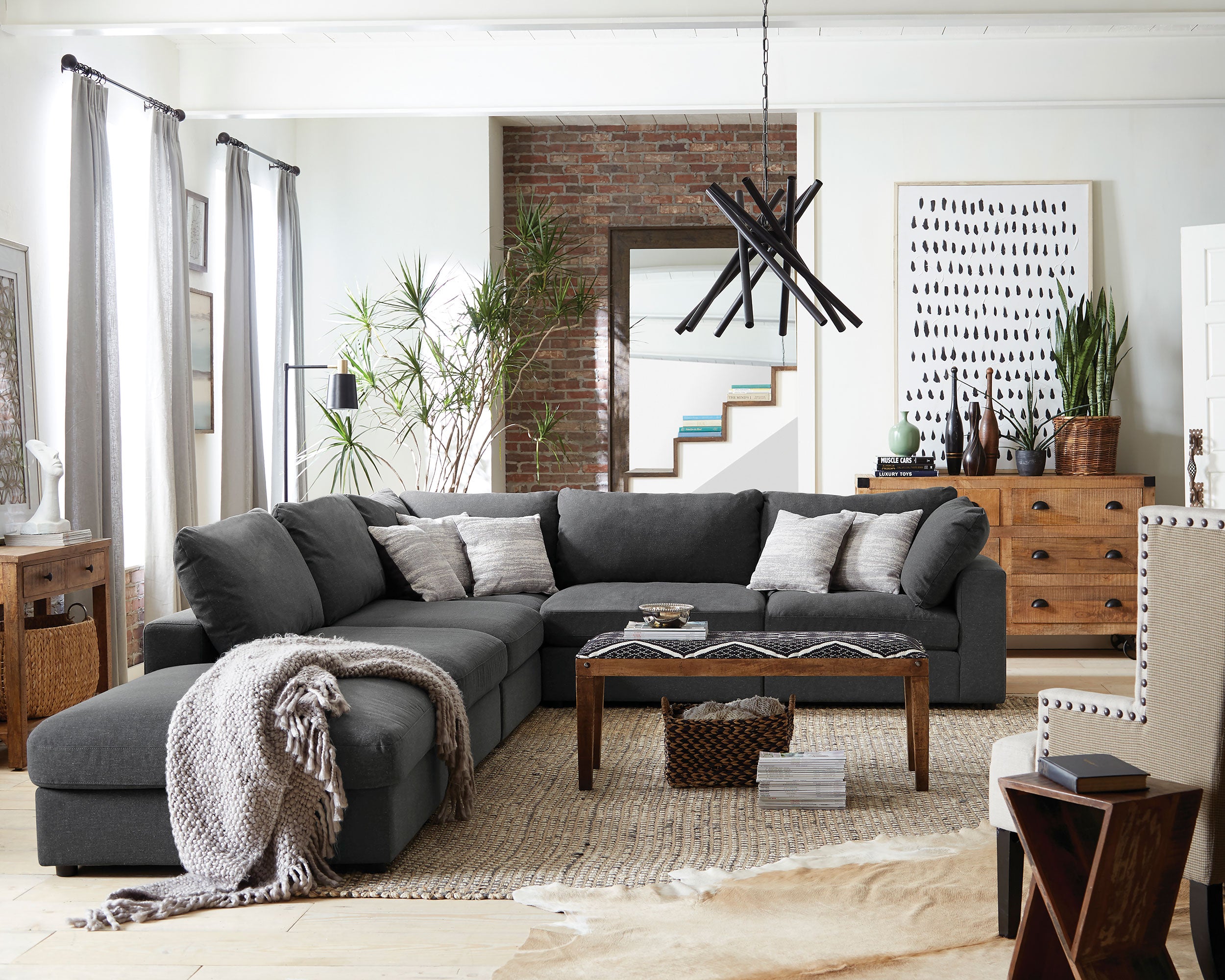 Best Furniture Outlet - Coaster - Serene 6-piece Upholstered Modular Sectional Sofa Charcoal - 551324-SET