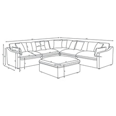 Hobson 6-piece Upholstered Modular Sectional Sofa Ivory