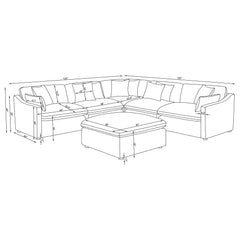 Hobson 6-piece Upholstered Modular Sectional Sofa Charcoal