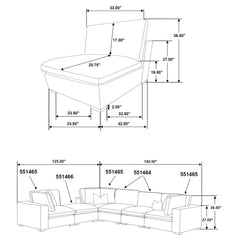 Lakeview 5-piece Upholstered Modular Sectional Chocolate