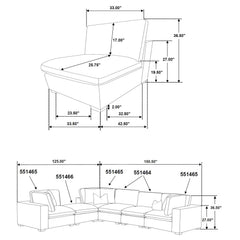 Lakeview 6-piece Upholstered Modular Sectional Chocolate