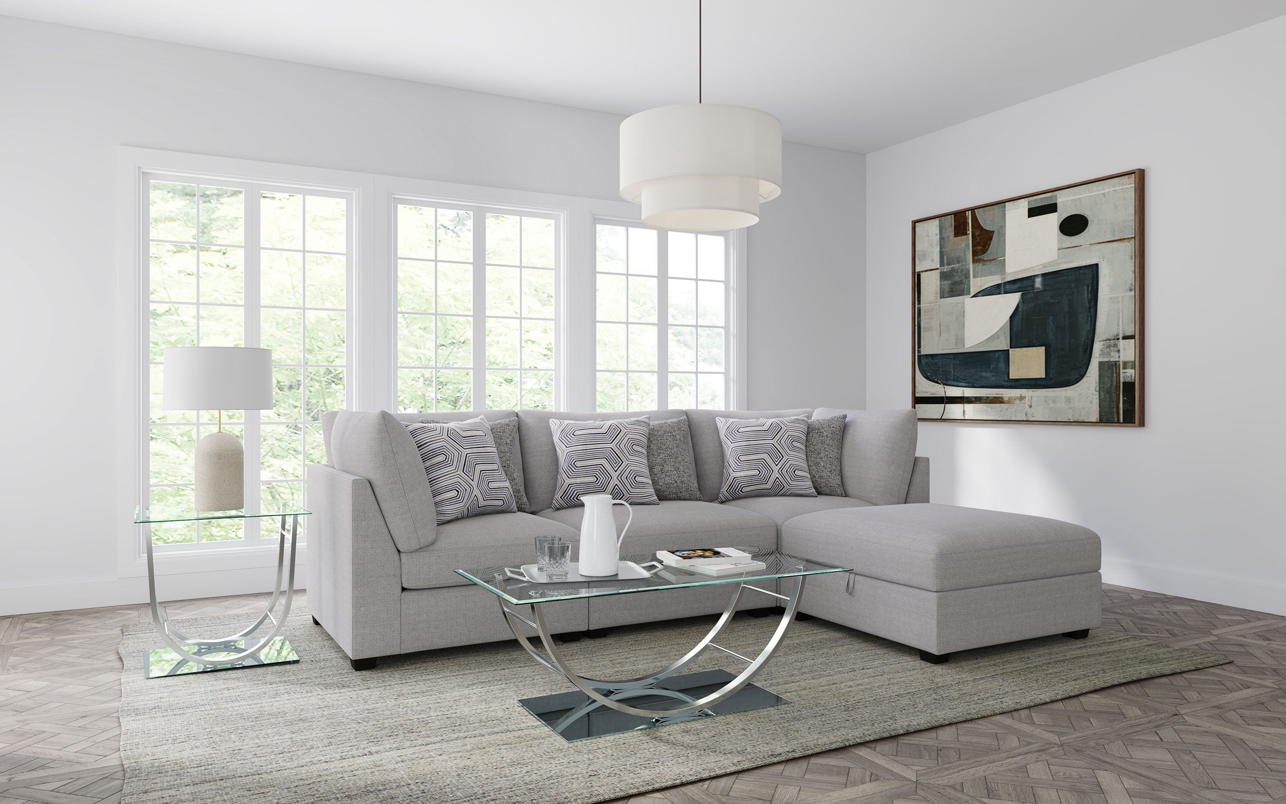 Best Furniture Outlet - Coaster - Cambria 4-piece Upholstered Modular Sectional Sofa Grey - 551511-S4A