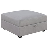 Best Furniture Outlet - Coaster - Cambria Square Upholstered Storage Ottoman Grey - 551513