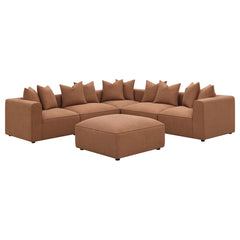 Jennifer Square Upholstered Ottoman Terracotta