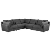 Best Furniture Outlet - Coaster - Sasha 5-piece Upholstered Modular Sectional Barely Black - 551681-SETA