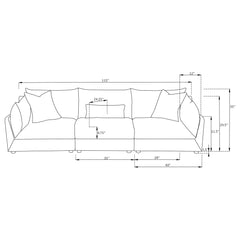 Sasha 3-Piece Upholstered Sofa Barely Black