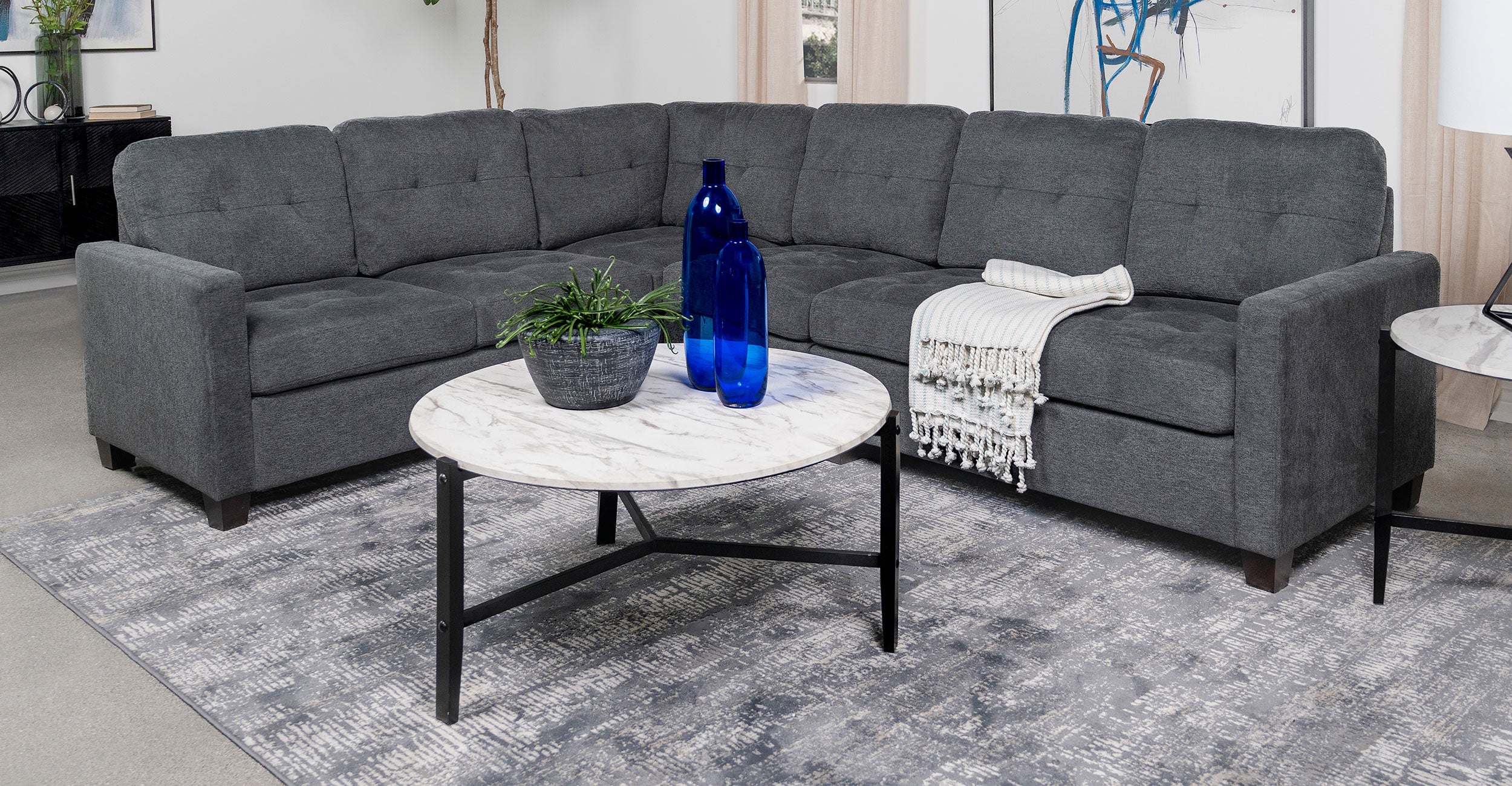 Best Furniture Outlet - Coaster - Georgina 4-piece Upholstered Modular Sectional Steel Grey - 551701-SET