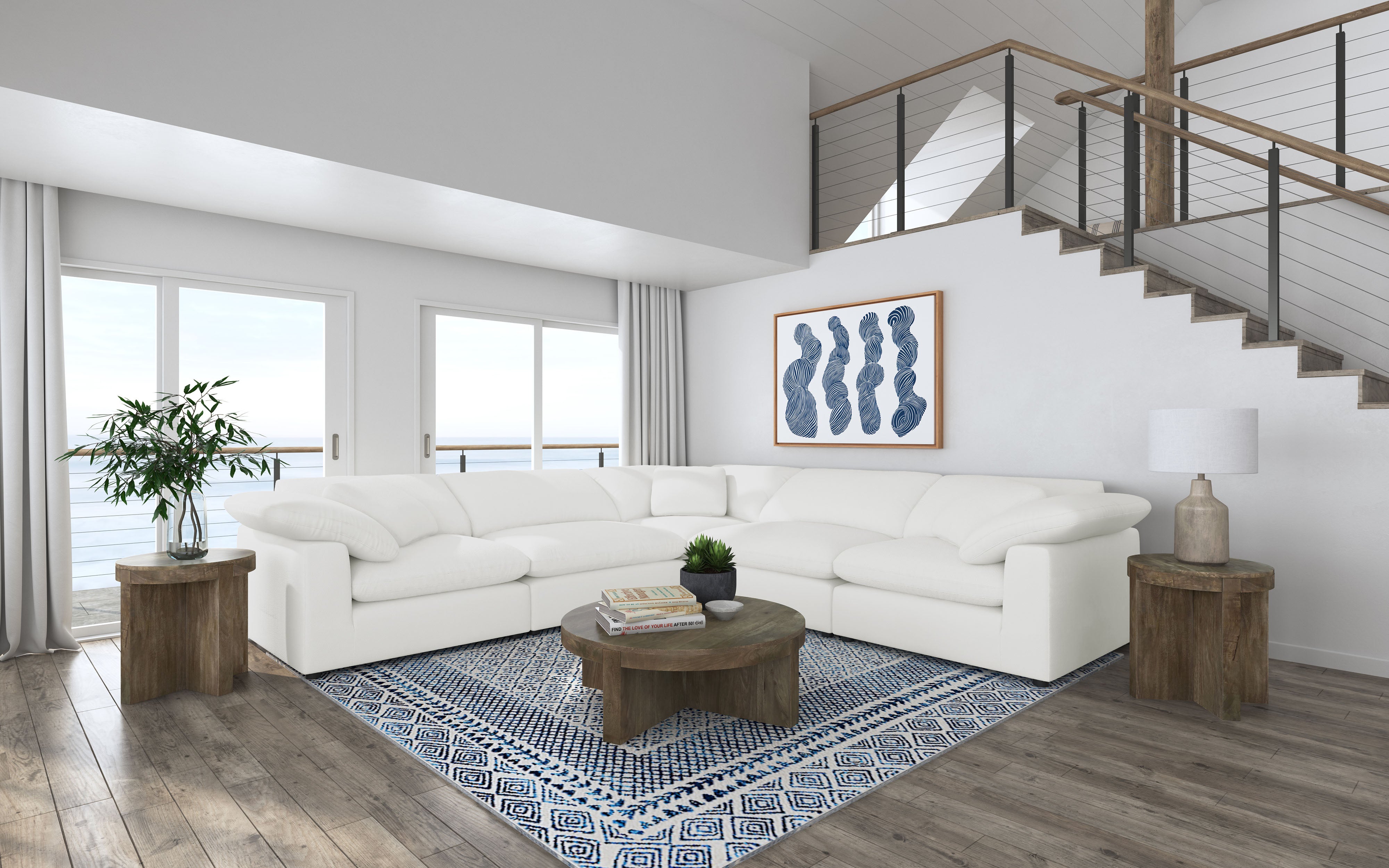 Best Furniture Outlet - Coaster - Raleigh 5-piece Boucle Upholstered Modular Sectional Ivory - 551751-SETB