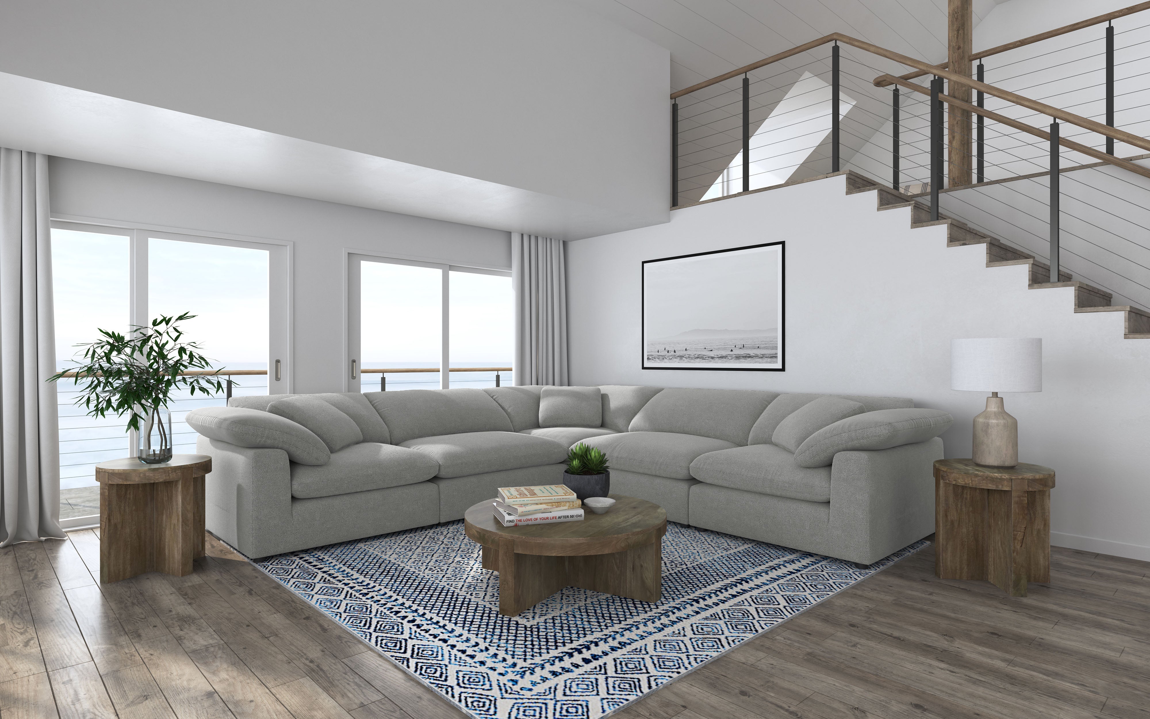 Best Furniture Outlet - Coaster - Raleigh 5-piece Boucle Upholstered Modular Sectional Grey - 551754-SETB
