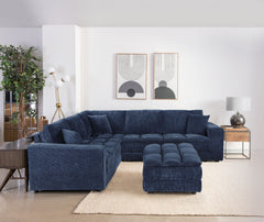 Best Furniture Outlet - Coaster - Atlantic 6-piece Upholstered Modular Sectional Sofa Blue - 551821-SET