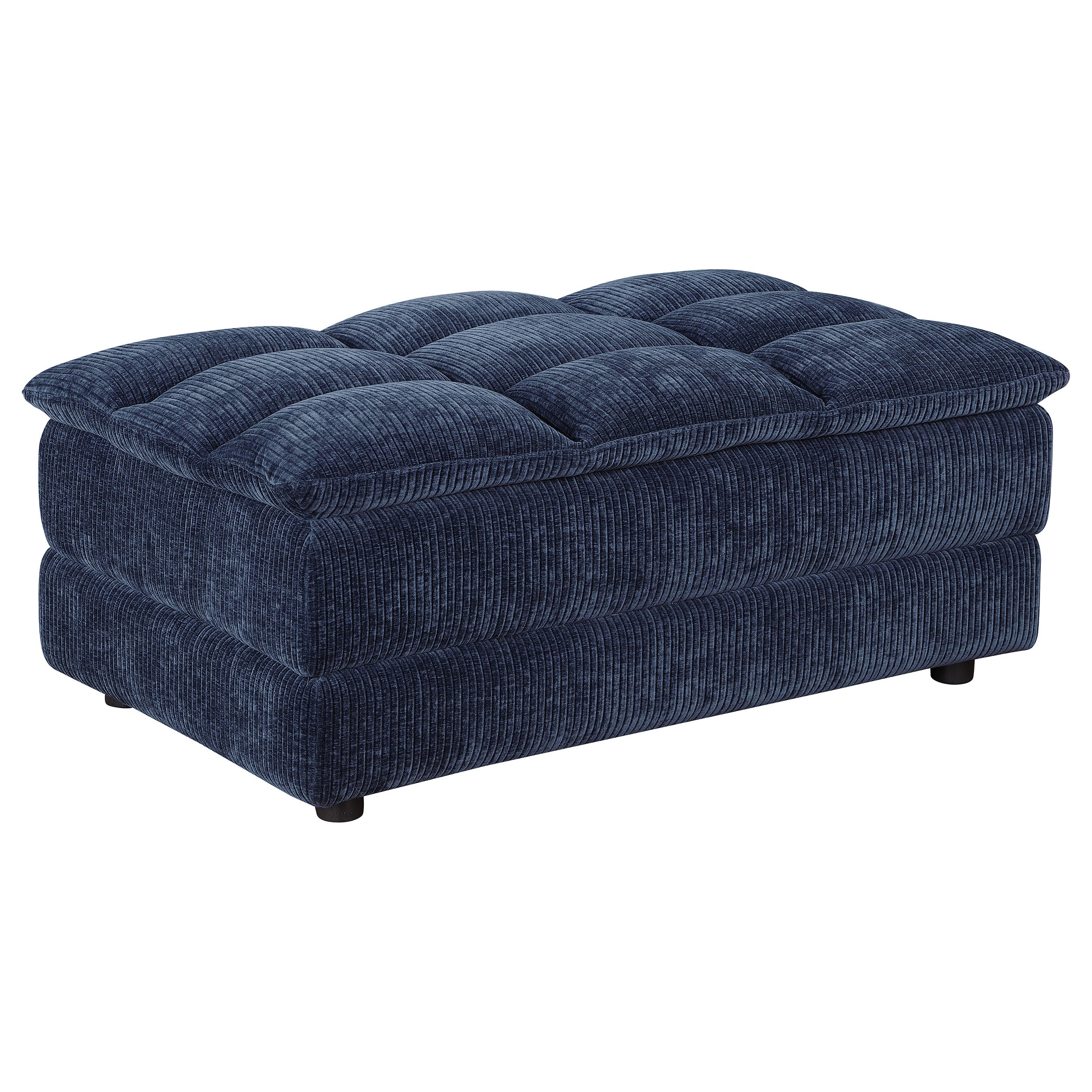 Best Furniture Outlet - Coaster - Atlantic Corduroy Upholstered Rectangular Ottoman Blue - 551823