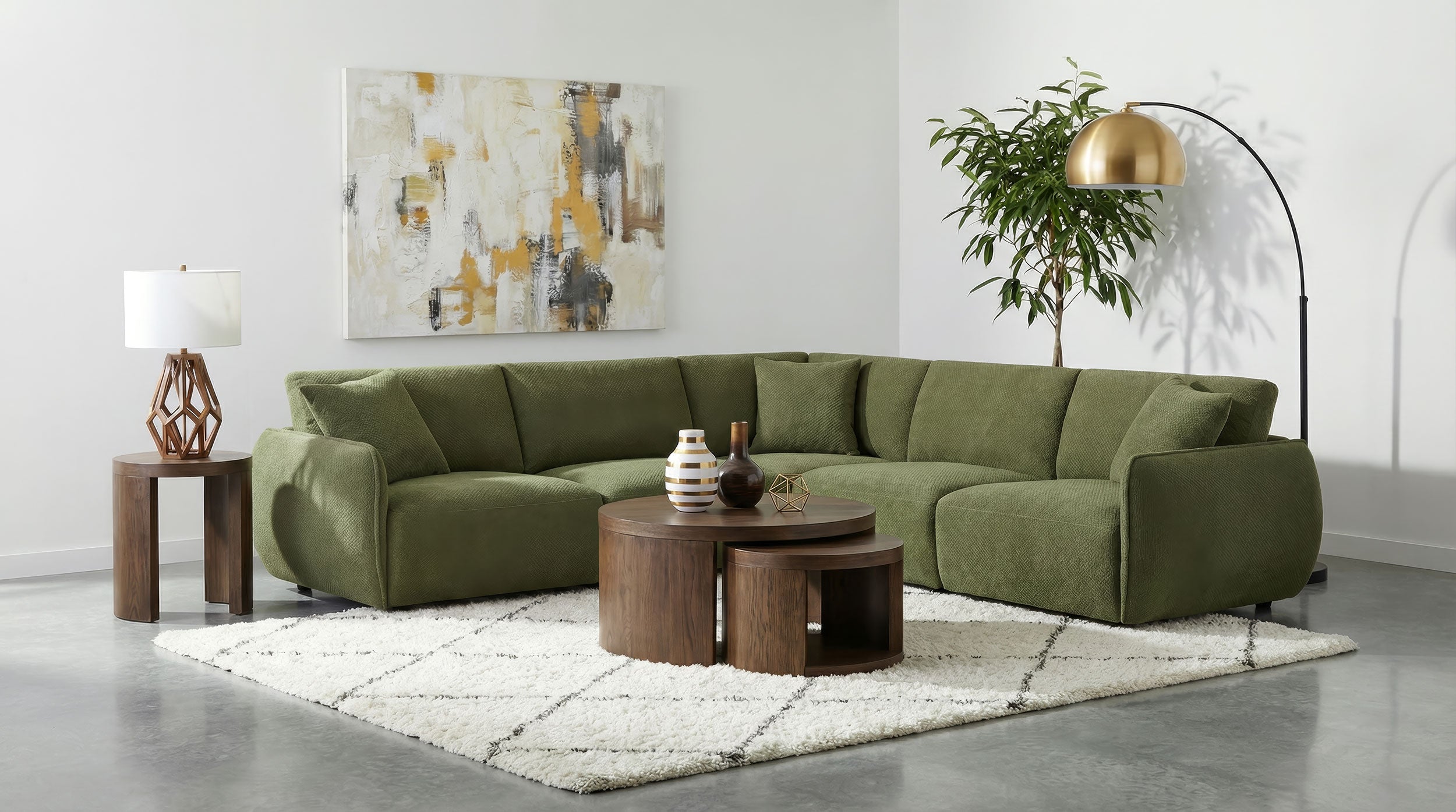 Best Furniture Outlet - Coaster - Elysia 5-piece Fabric Upholstered Modular Sectional Sofa Green - 551895-SETA