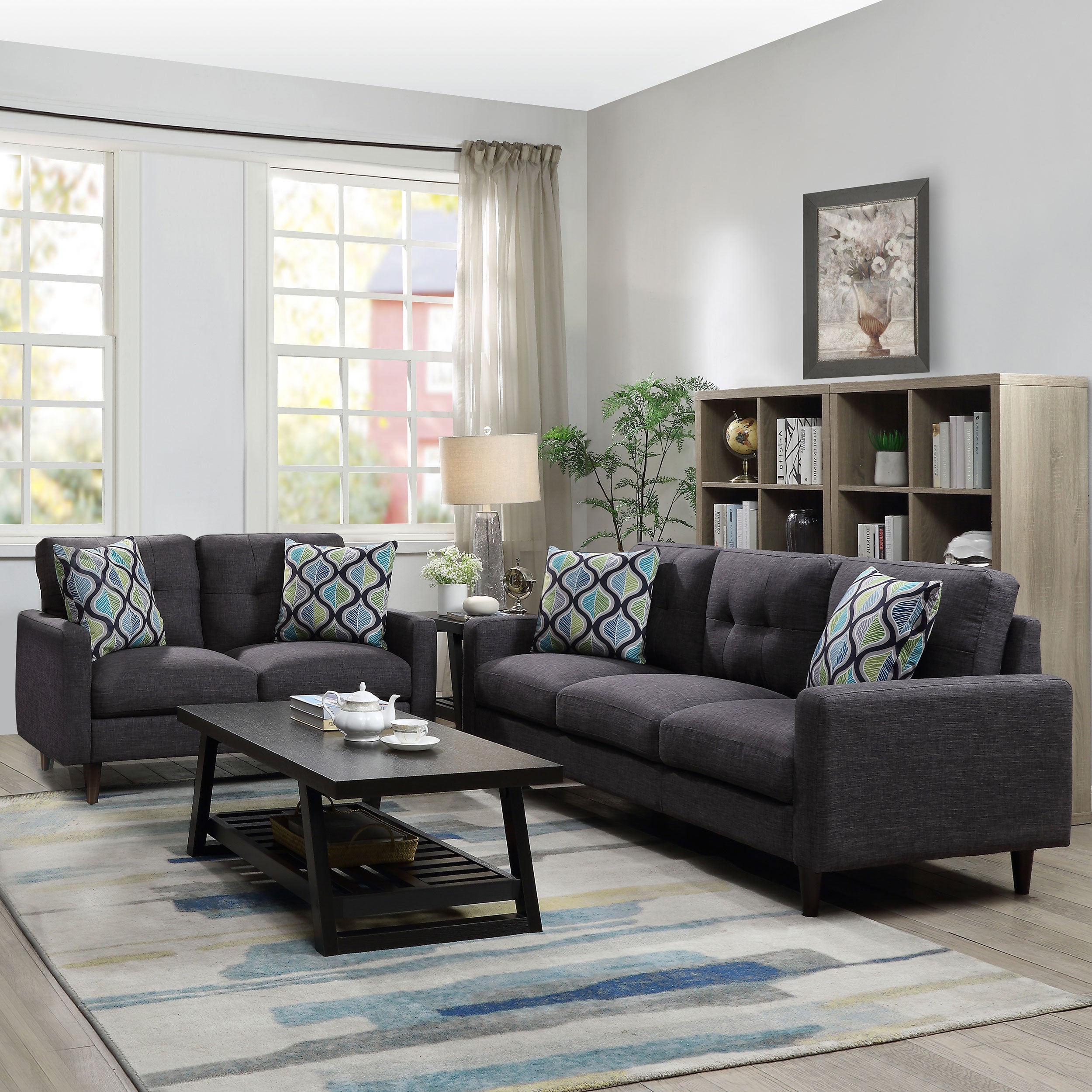 Best Furniture Outlet - Coaster - Watsonville 2-piece Upholstered Track Arm Sofa Set Grey - 552001-S2