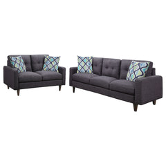 Watsonville 2-piece Upholstered Track Arm Sofa Set Grey