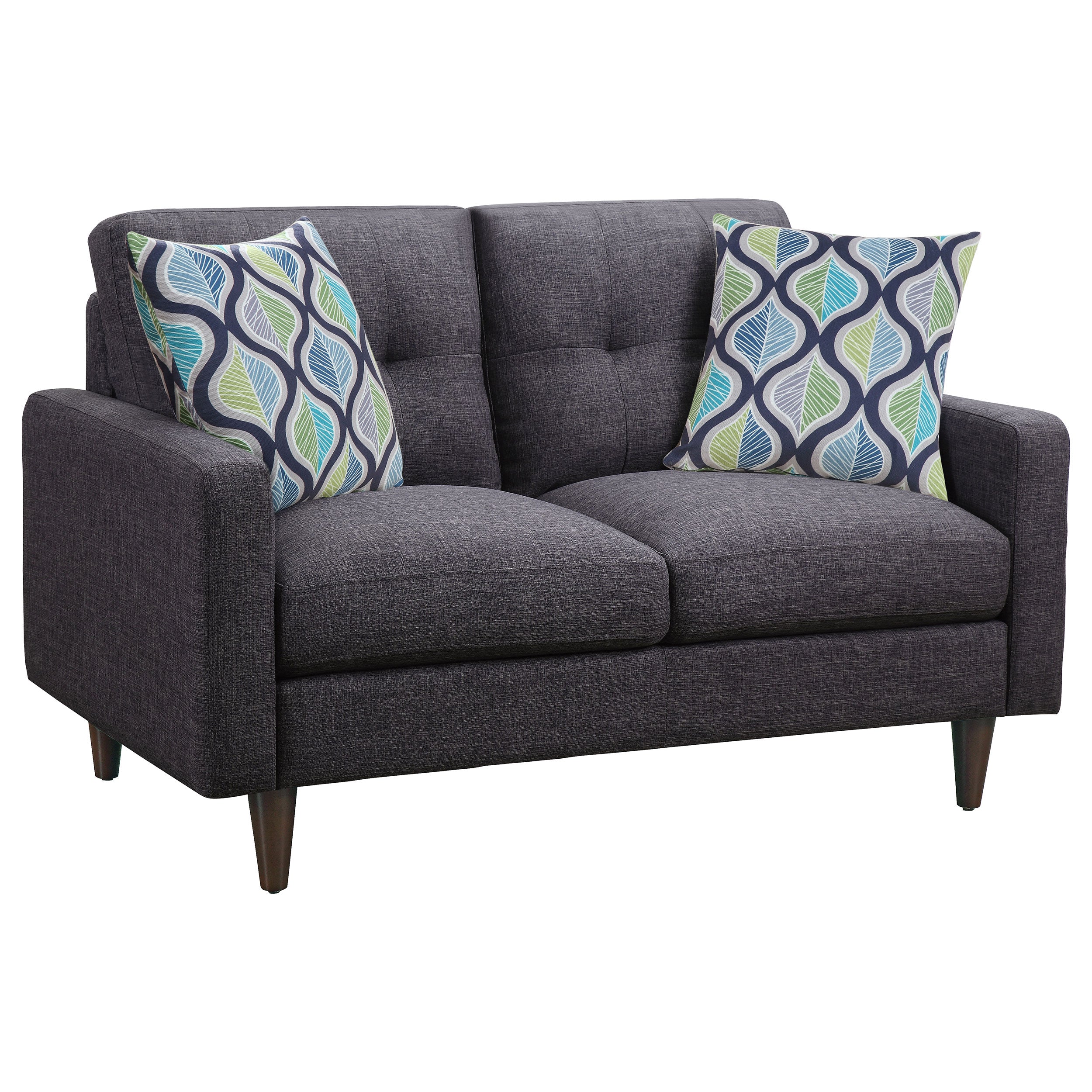 Best Furniture Outlet - Coaster - Watsonville Upholstered Track Arm Tufted Loveseat Grey - 552002