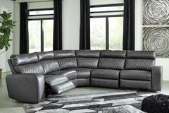 Best Furniture Outlet - Ashley Furniture - Samperstone Sectional - 5-Piece Power Reclining Sectional / Gray - 55203S1