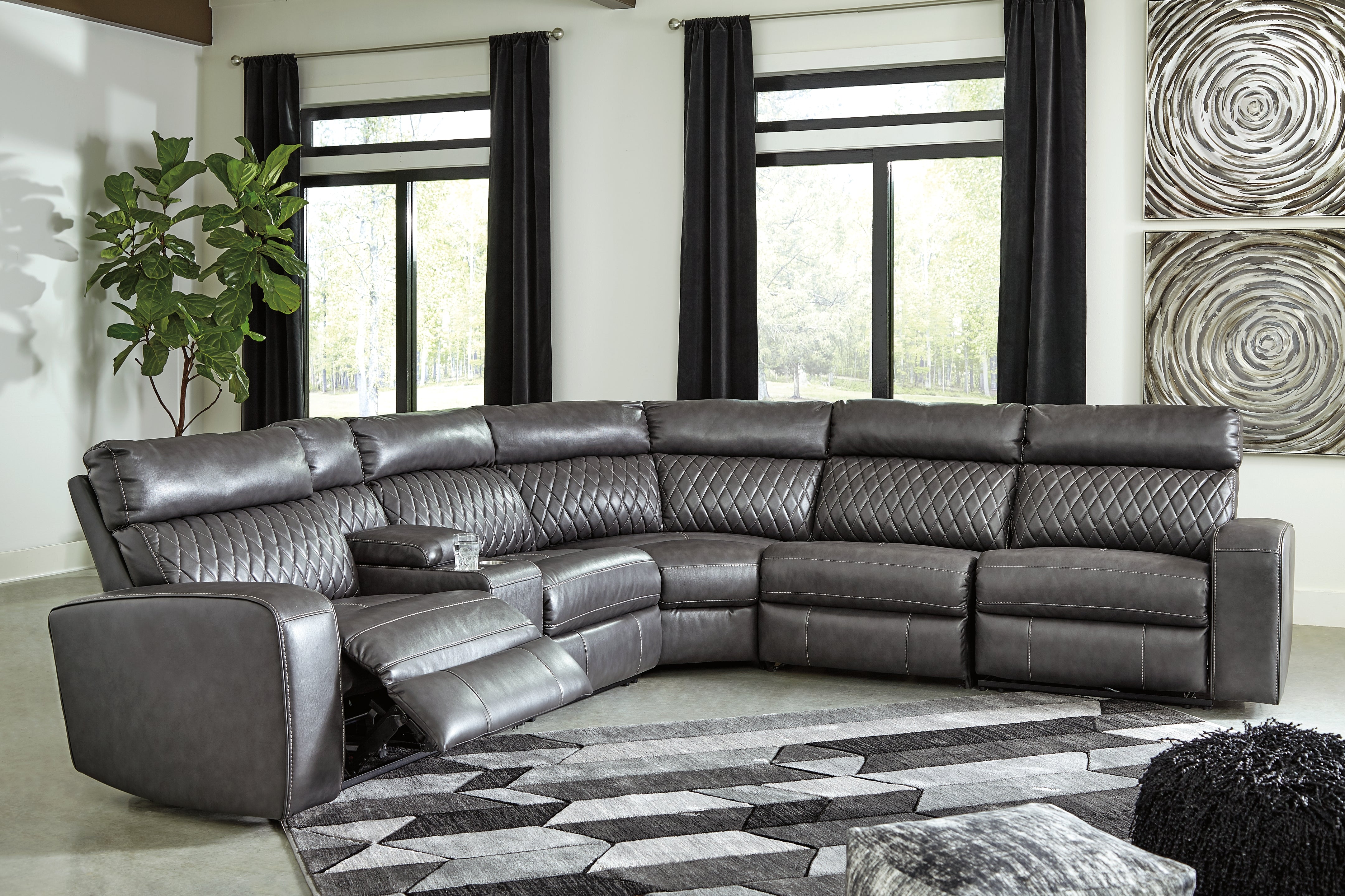 Best Furniture Outlet - Ashley Furniture - Samperstone Sectional - 2-Piece Power Reclining Sectional Loveseat / Gray - 55203S5