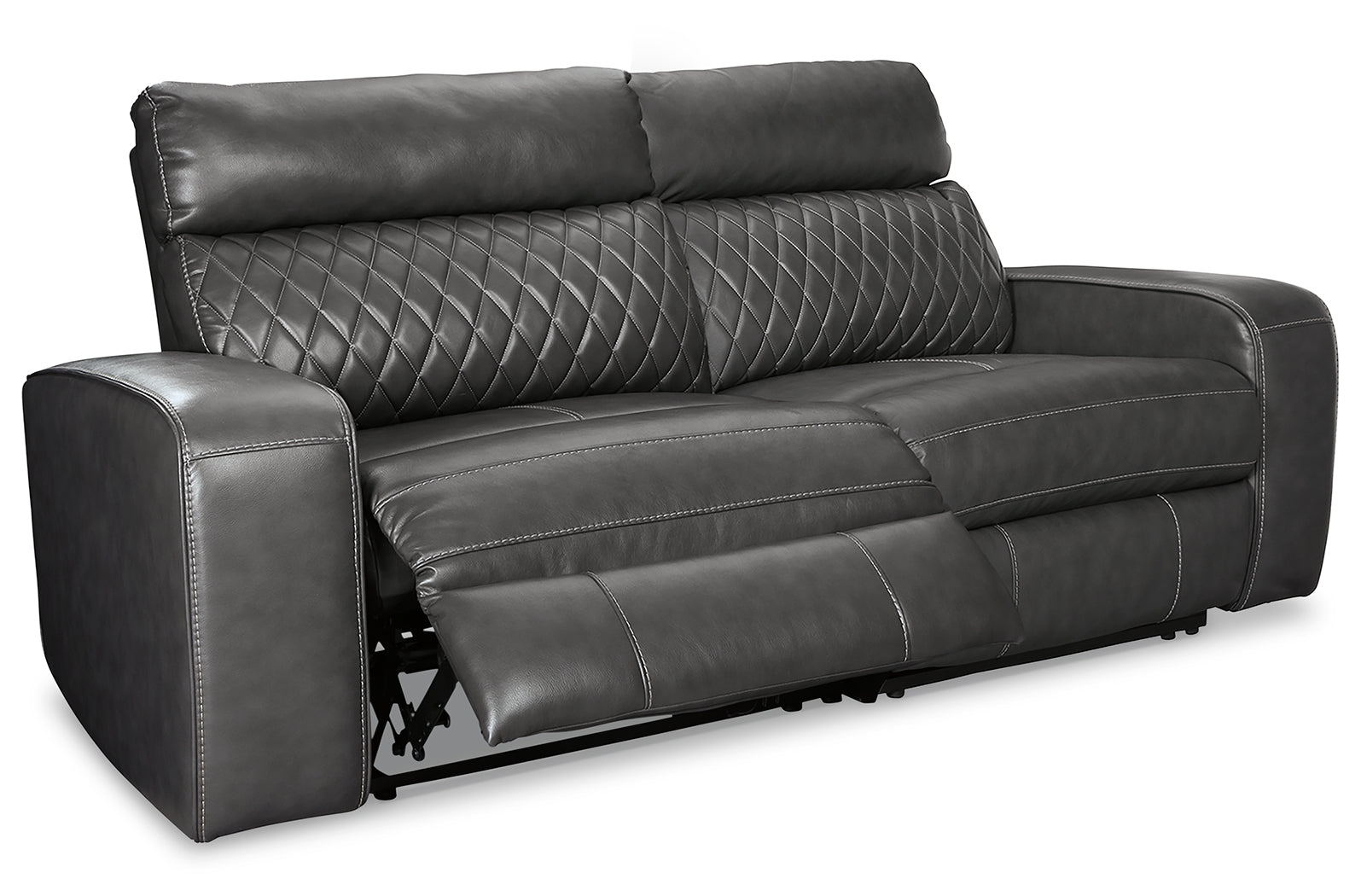 Best Furniture Outlet - Ashley Furniture - Samperstone Sectional - 2-Piece Power Reclining Sectional Loveseat / Gray - 55203S5
