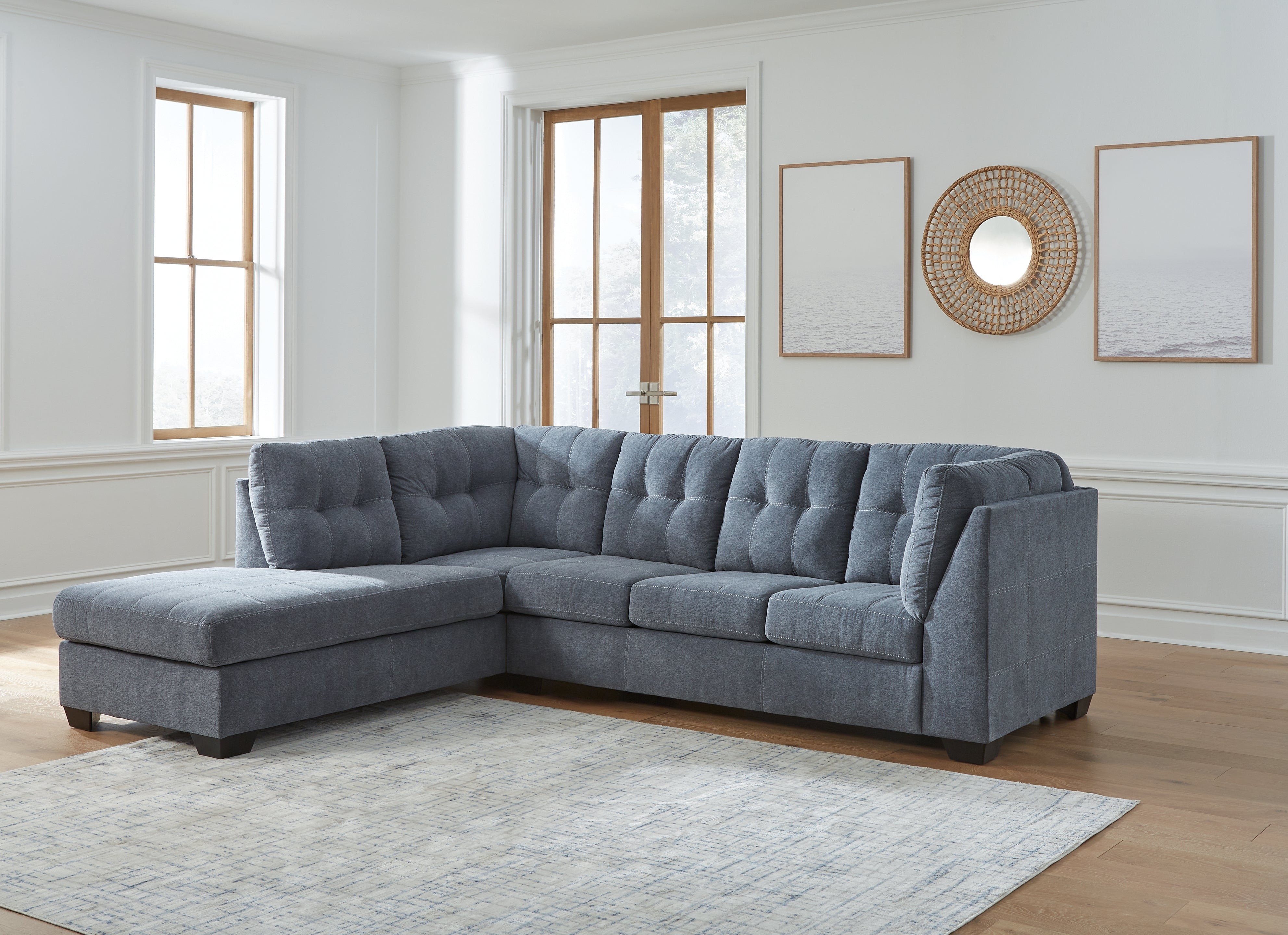 Best Furniture Outlet - Ashley Furniture - Marleton Sectional - RAF 2-Piece Sectional with Chaise / Denim - 55303S1