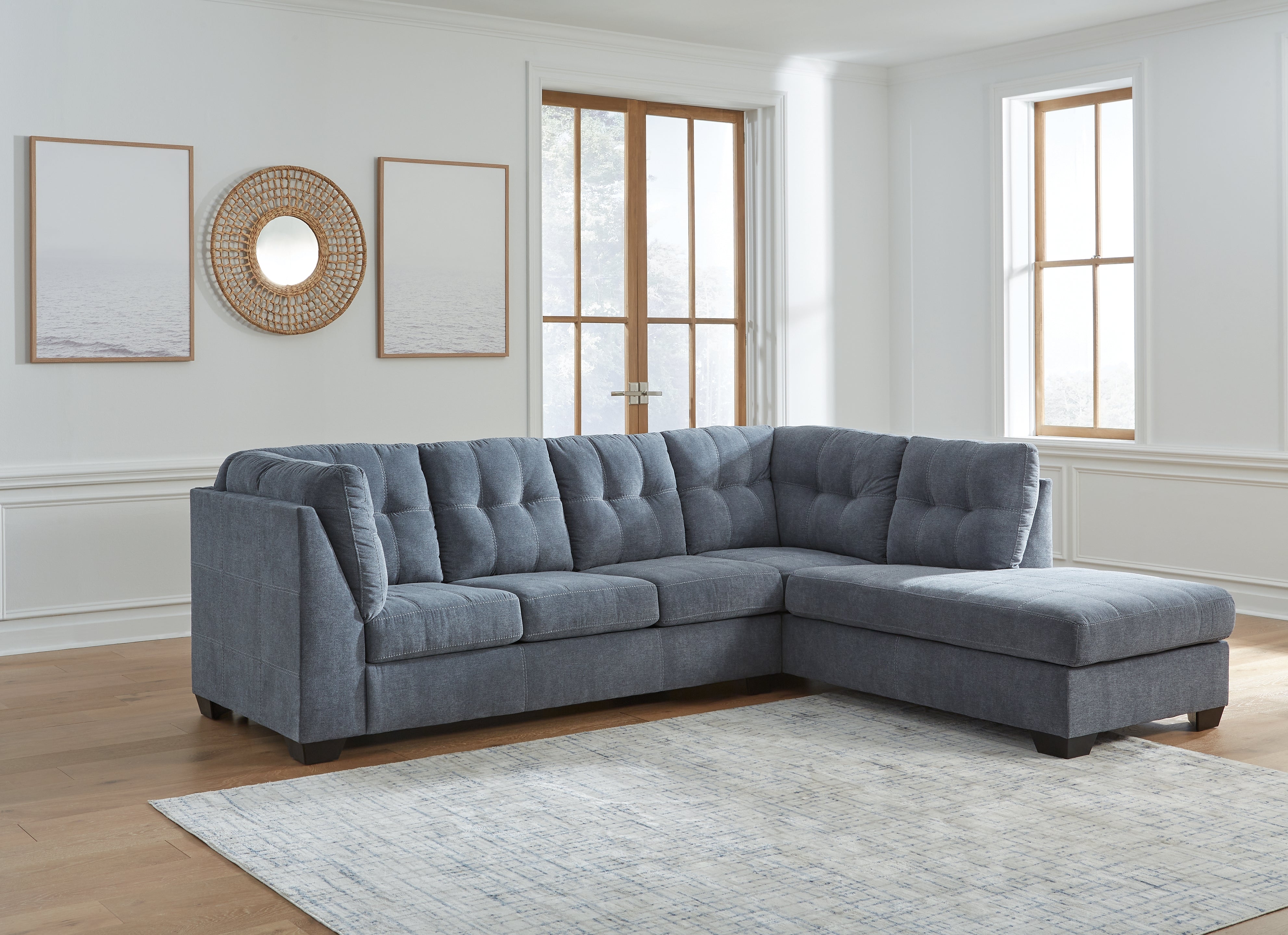 Best Furniture Outlet - Ashley Furniture - Marleton Sectional - LAF 2-Piece Sectional with Chaise / Denim - 55303S2