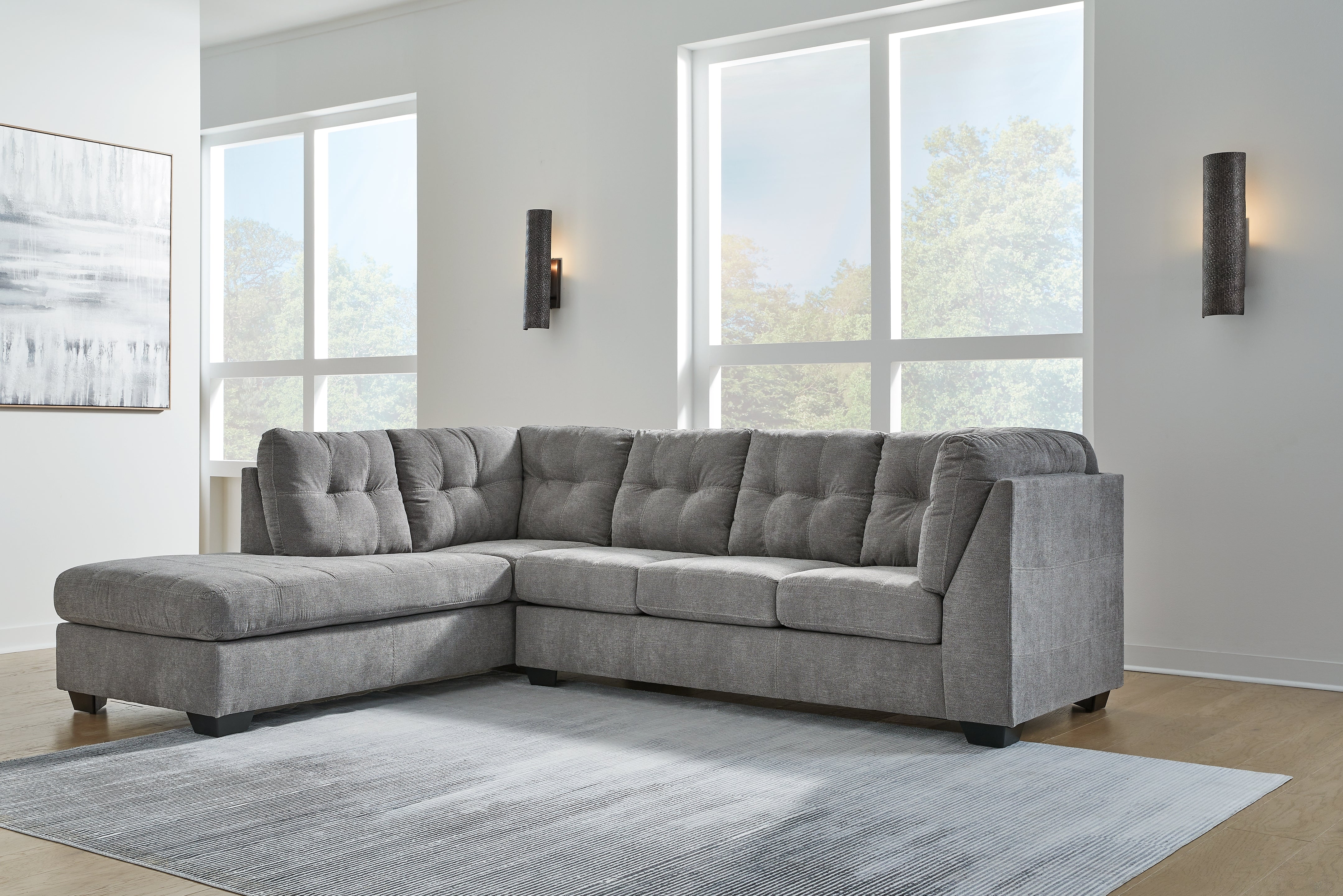 Best Furniture Outlet - Ashley Furniture - Marleton Sectional - RAF 2-Piece Sectional with Chaise / Gray - 55305S1