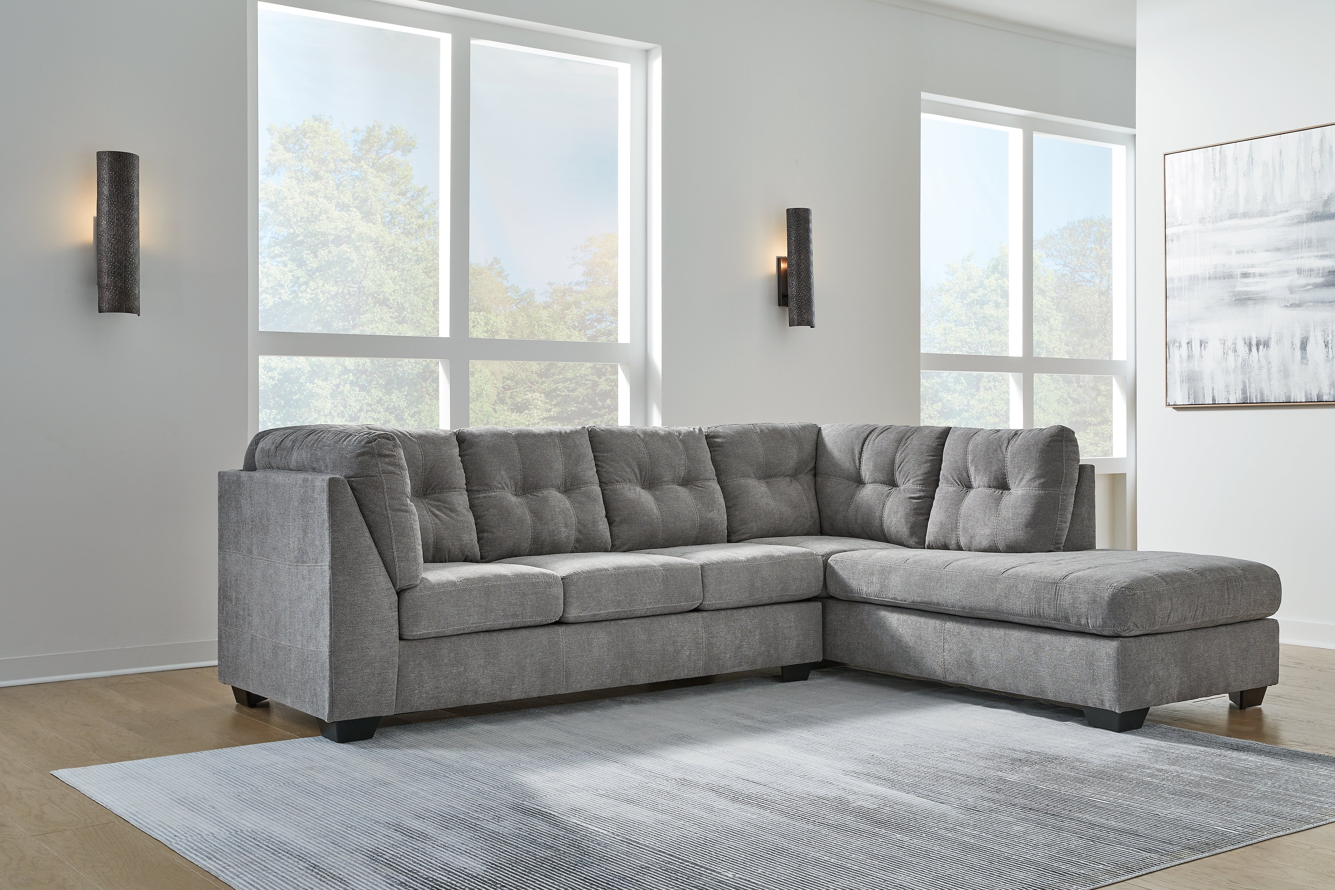 Best Furniture Outlet - Ashley Furniture - Marleton Sectional - LAF 2-Piece Sectional with Chaise / Gray - 55305S2
