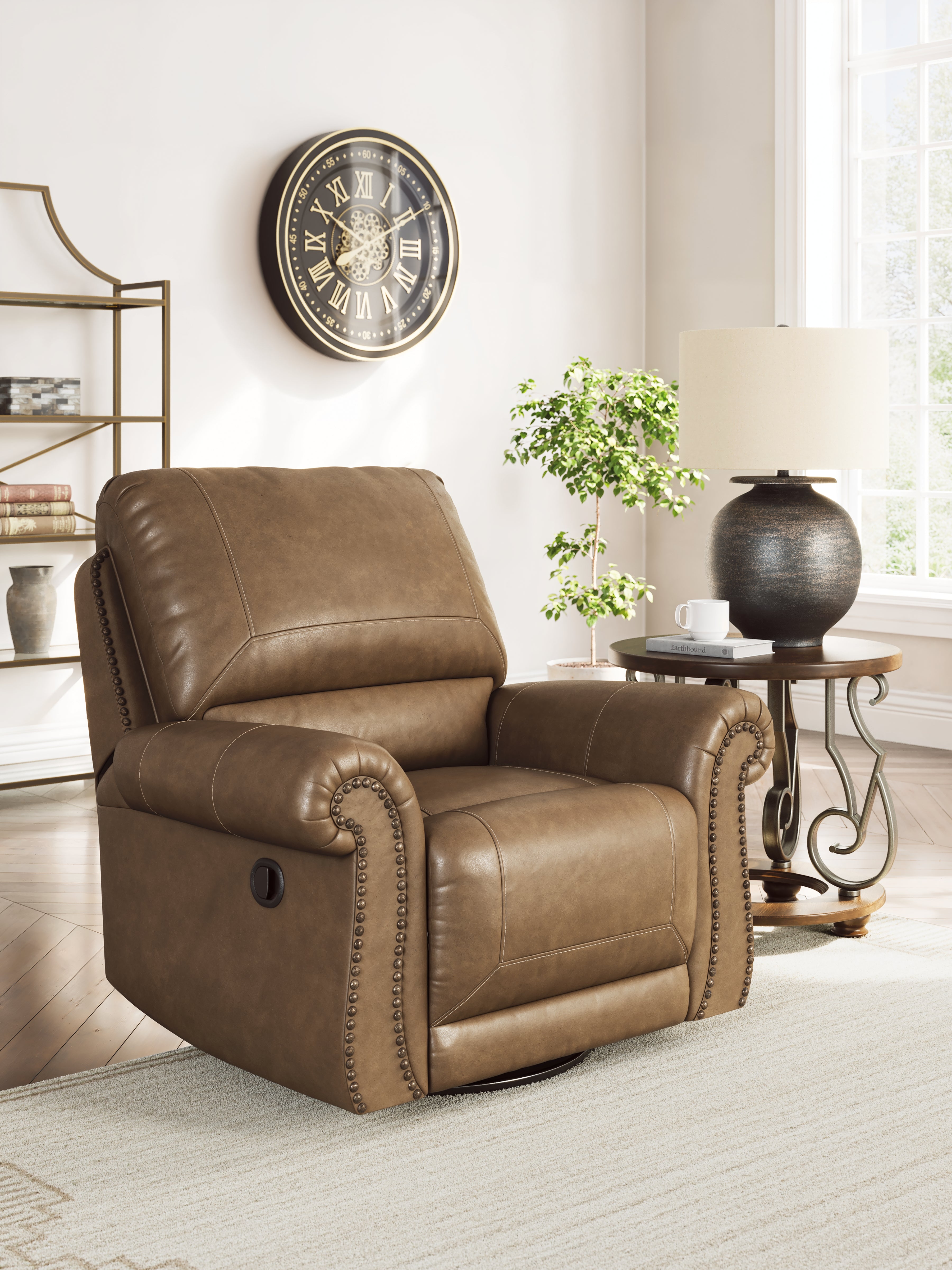 Best Furniture Outlet - Ashley Furniture - Chasemore Living Room - Swivel Glider Recliner / Earth - PC5590261