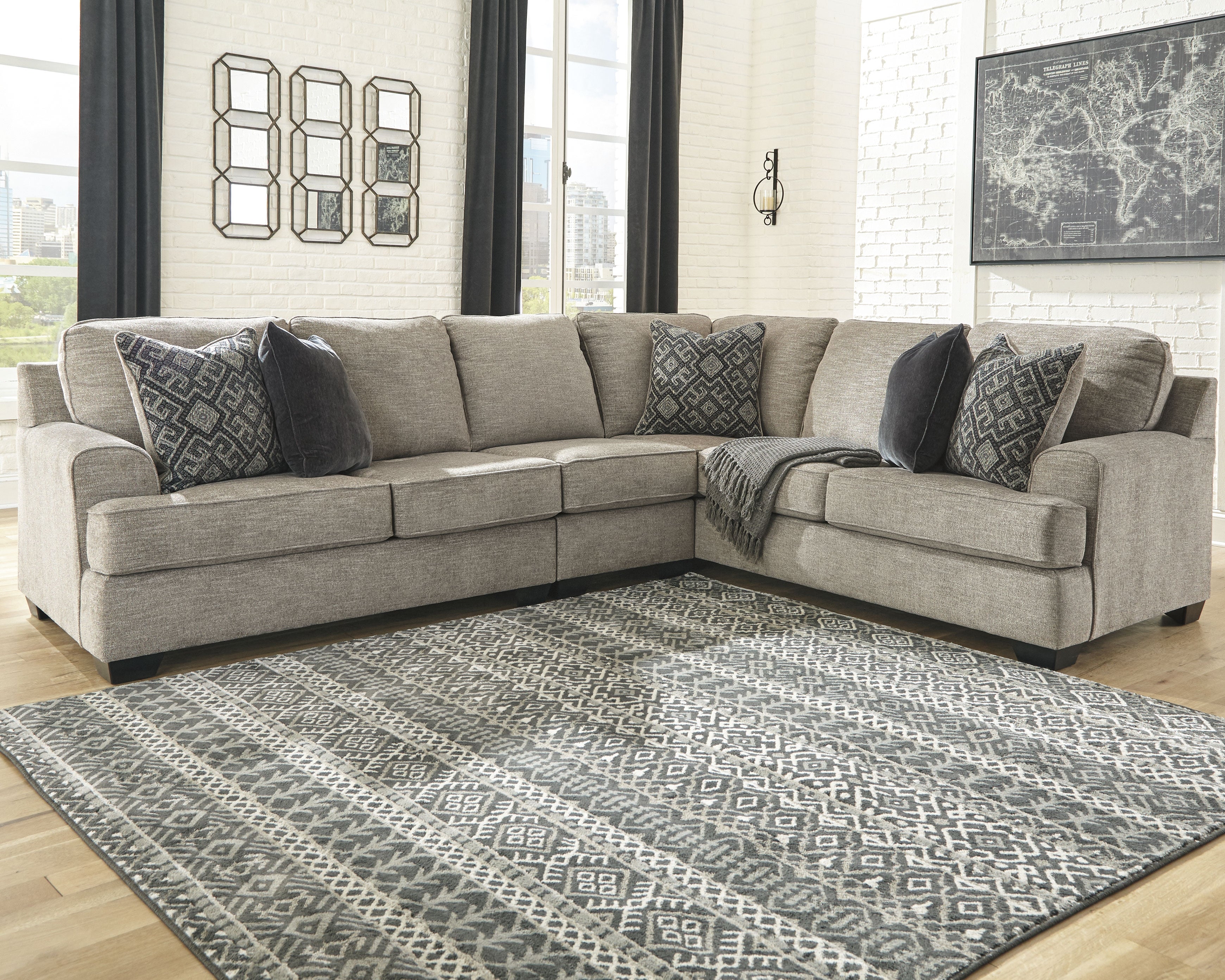 Best Furniture Outlet - Ashley Furniture - Bovarian Sectional - RAF 3-Piece Sectional / Stone - 56103S2