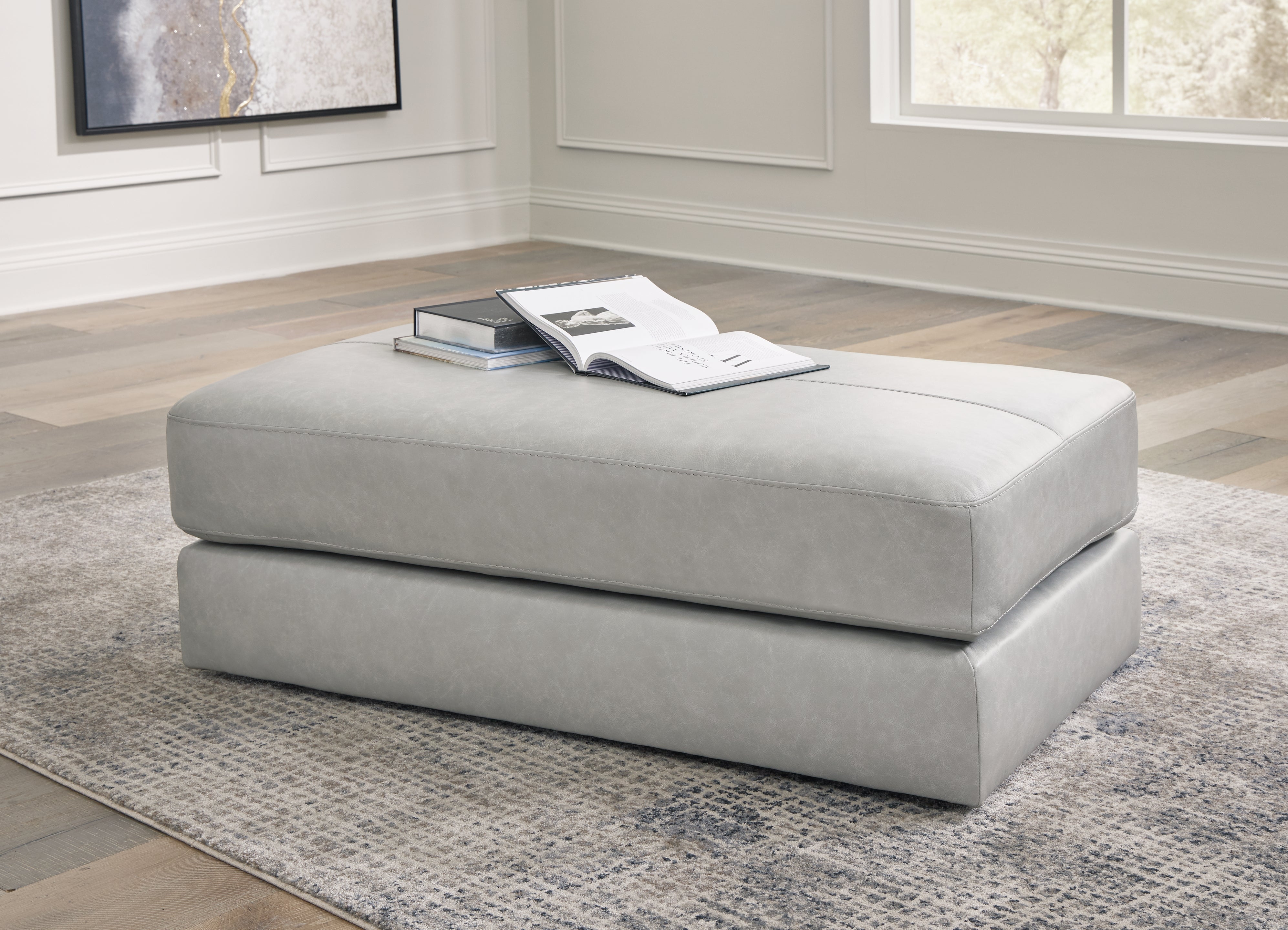 Best Furniture Outlet - Ashley Furniture - Amiata Living Room - Oversized Accent Ottoman / Glacier - 5740408