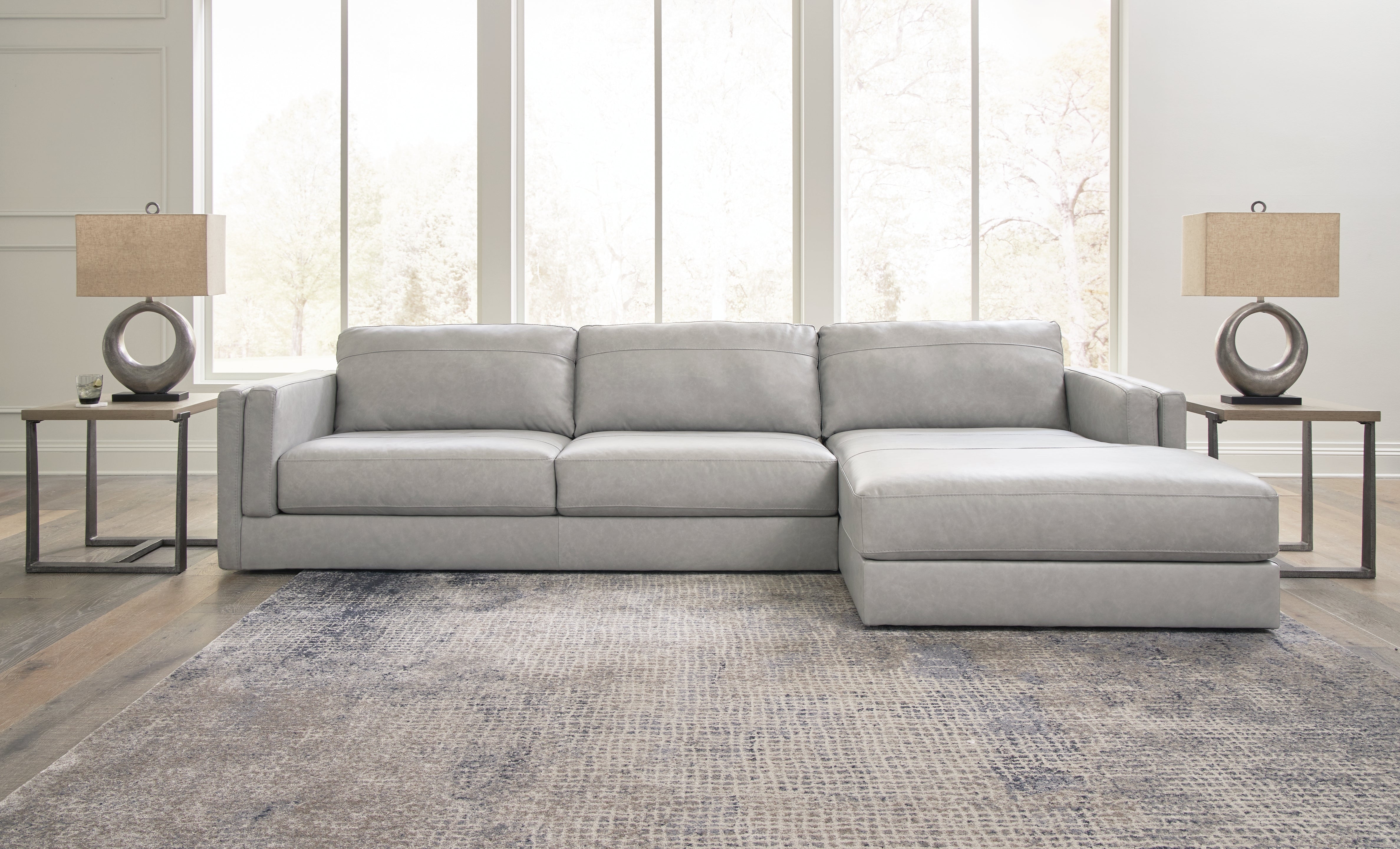 Best Furniture Outlet - Ashley Furniture - Amiata Sectional - LAF 2-Piece Sectional with Chaise / Glacier - 57404S2