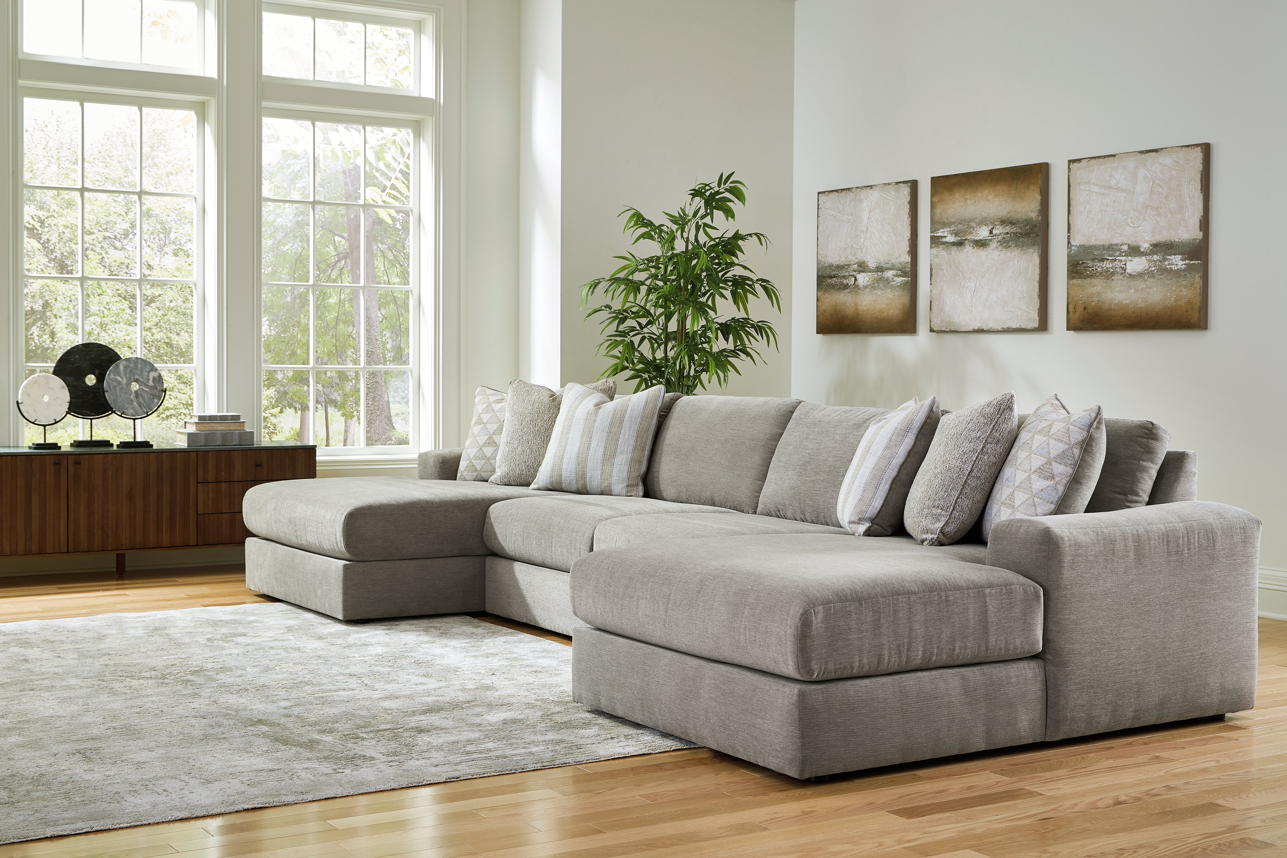 Best Furniture Outlet - Ashley Furniture - Avaliyah Sectional - RAF 4-Piece Double Chaise Sectional / Ash - 58103S11