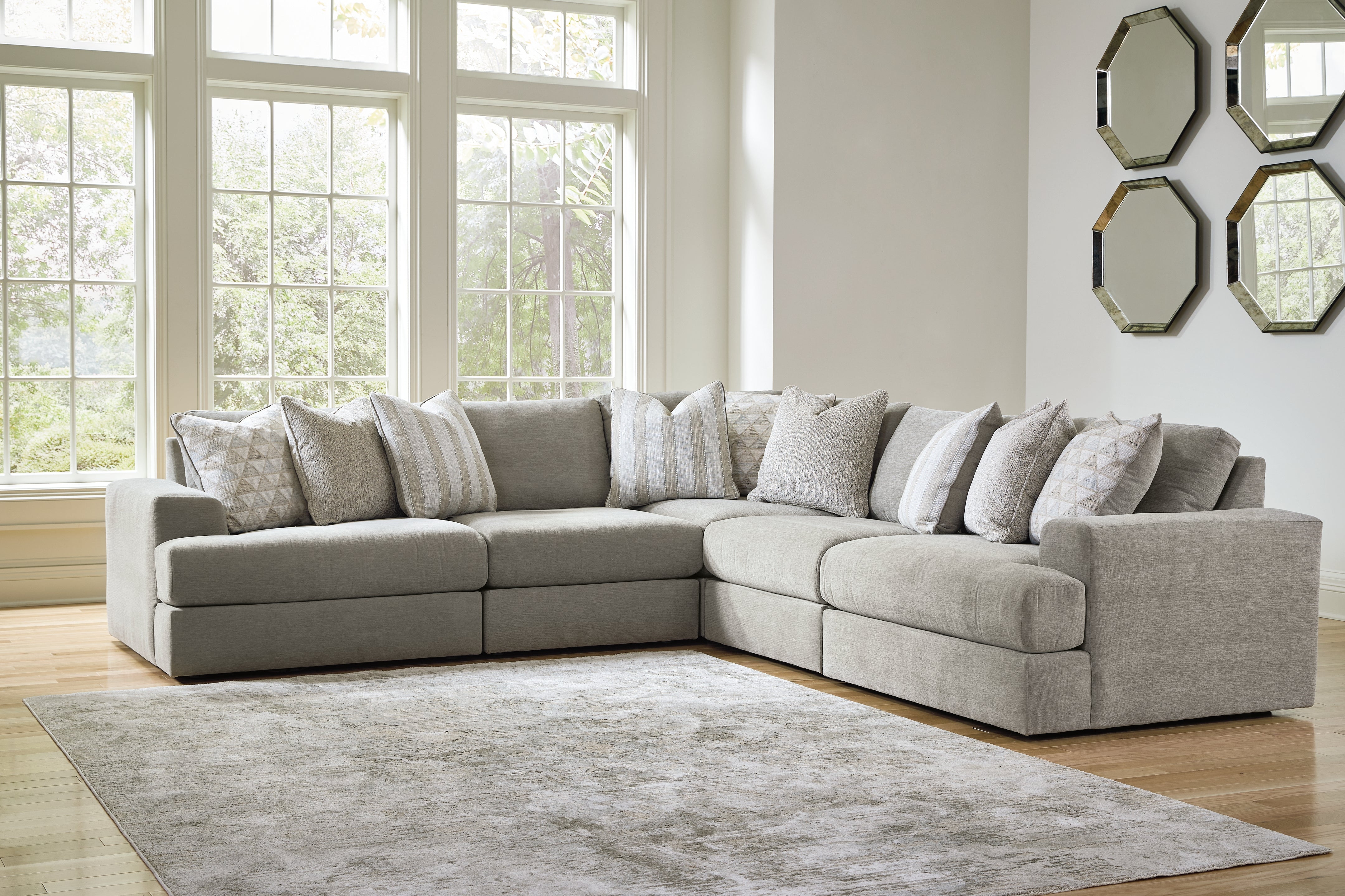 Best Furniture Outlet - Ashley Furniture - Avaliyah Sectional - RAF 5-Piece Sectional / Ash - 58103S6