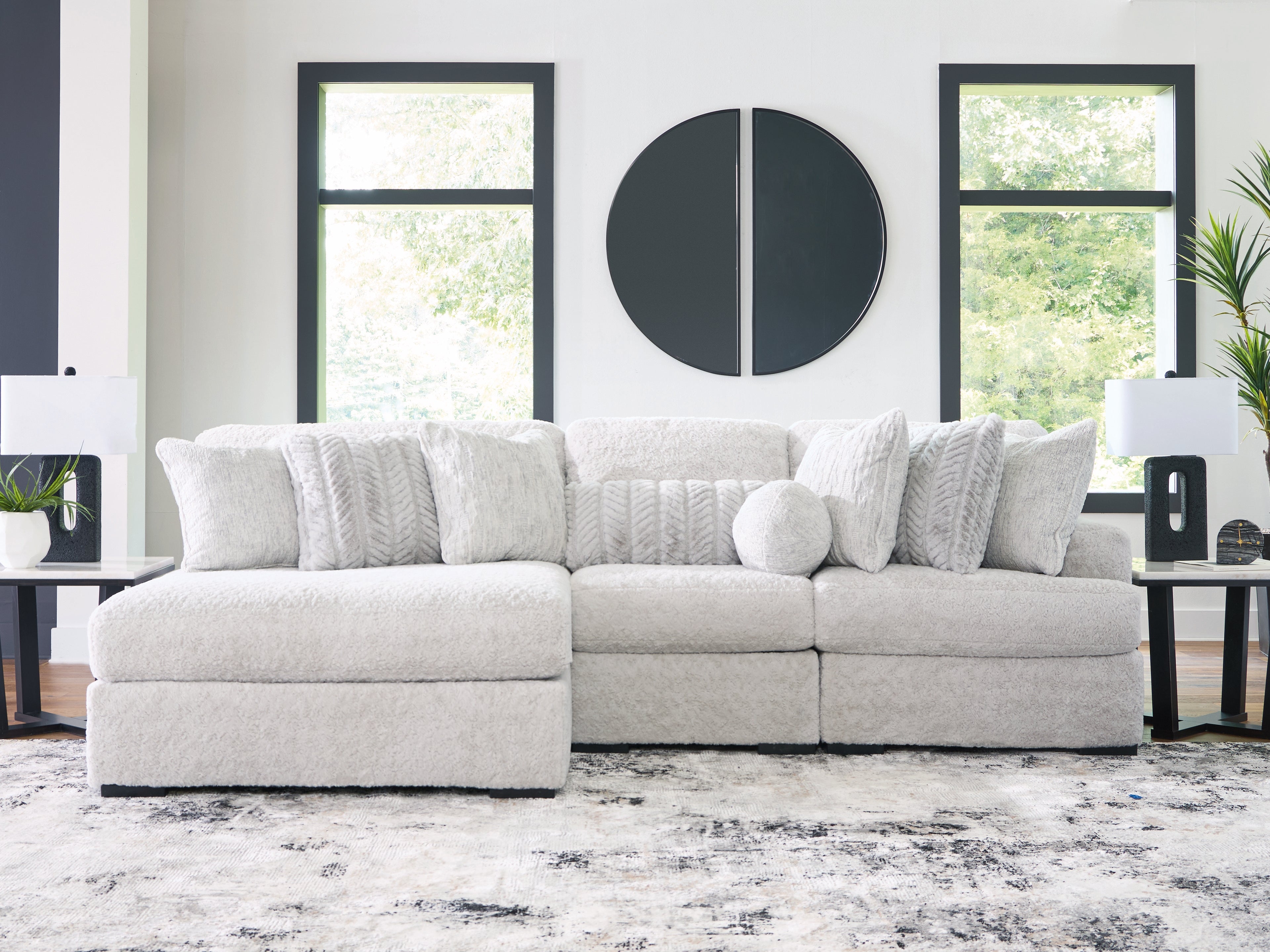 Best Furniture Outlet - Ashley Furniture - Cuddle Plush Sectional - 3-Piece Sectional with Chaise / Arctic - PC59106S7