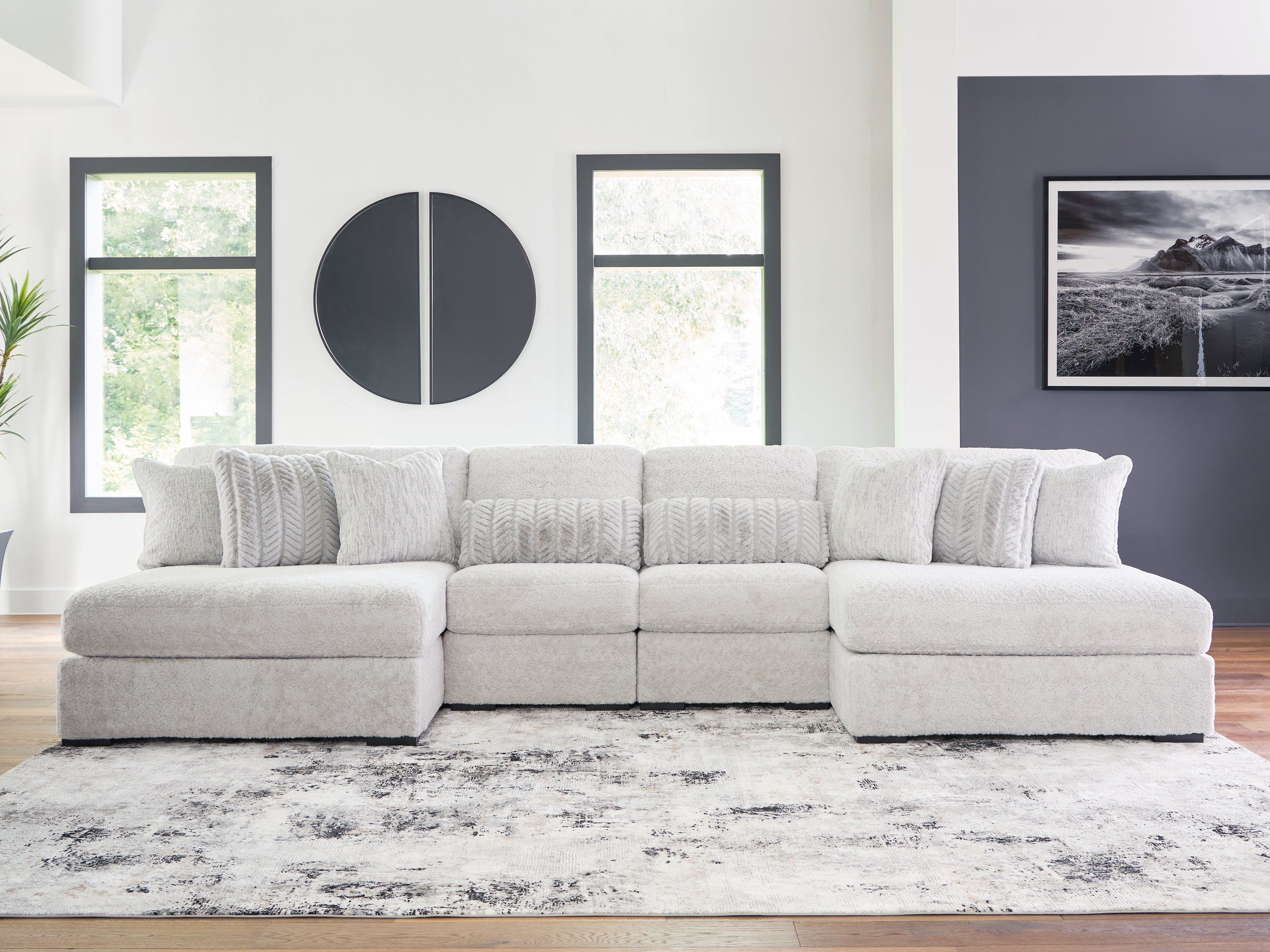 Best Furniture Outlet - Ashley Furniture - Cuddle Plush Sectional - 4-Piece Sectional with Chaise / Arctic - PC59106S4