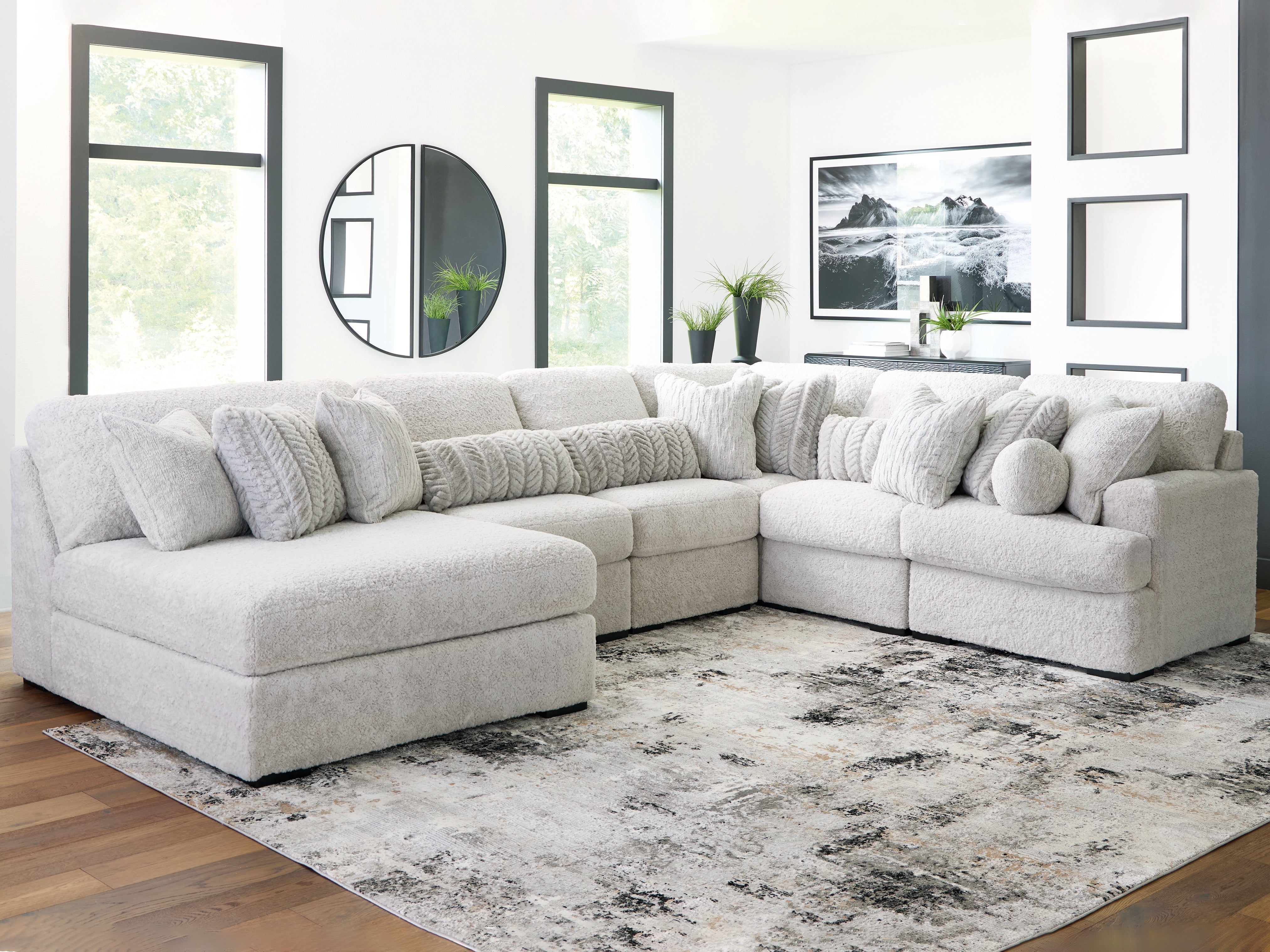 Best Furniture Outlet - Ashley Furniture - Cuddle Plush Sectional - RAF 10-Piece Sectional / Arctic - PC59106S10