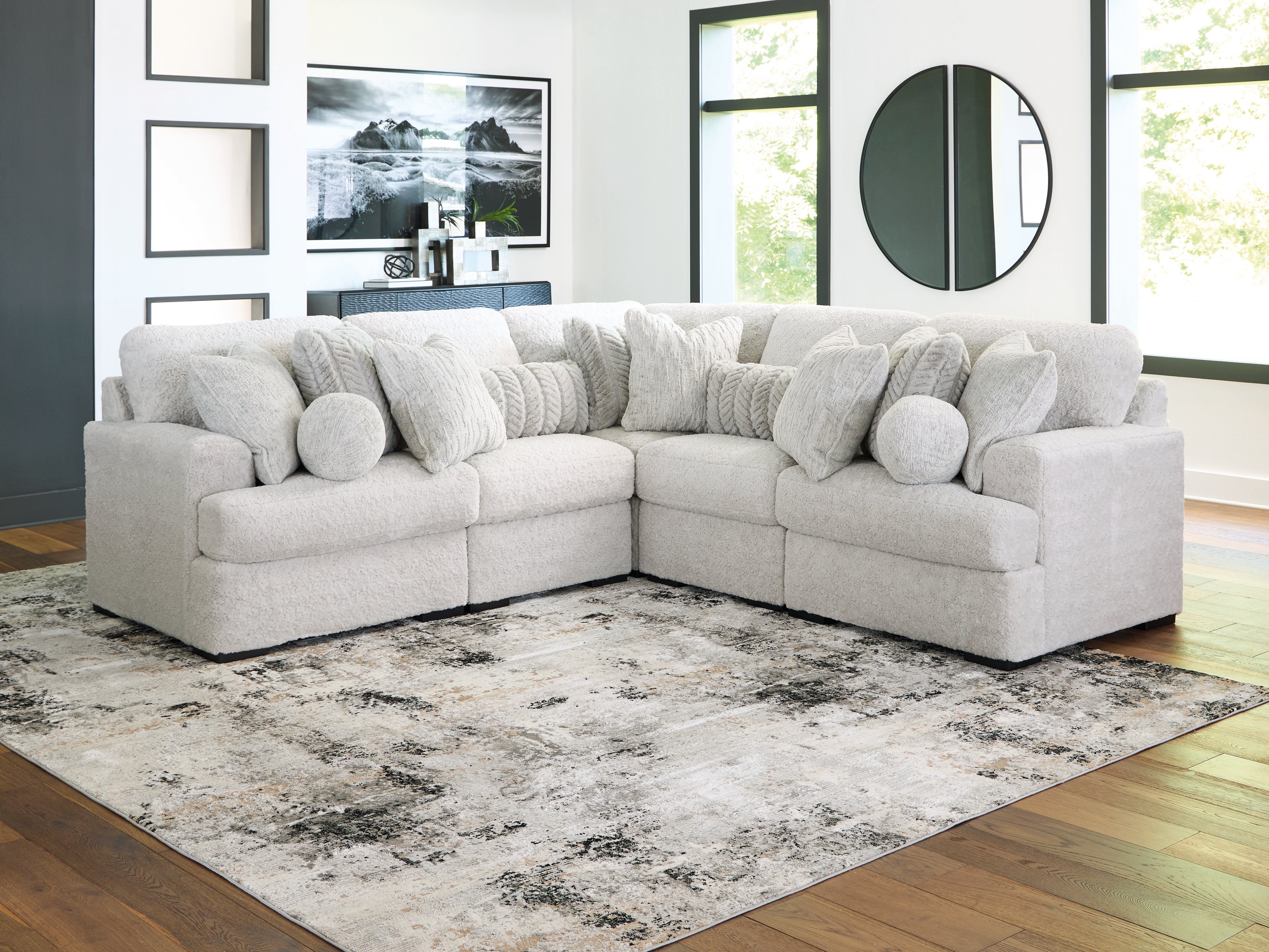 Best Furniture Outlet - Ashley Furniture - Cuddle Plush Sectional - RAF 5-Piece Sectional / Arctic - PC59106S2