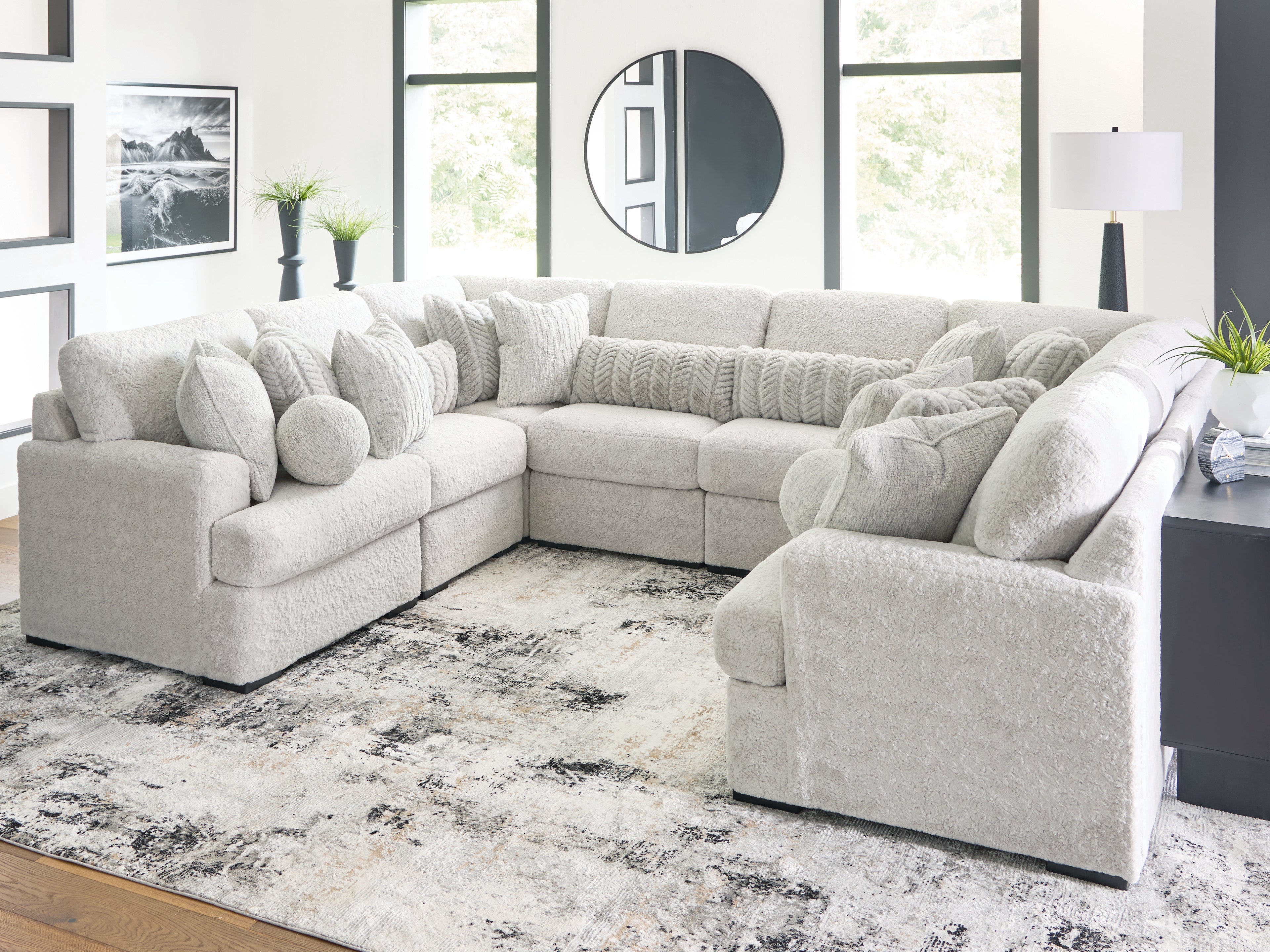 Best Furniture Outlet - Ashley Furniture - Cuddle Plush Sectional - RAF 8-Piece Sectional / Arctic - PC59106S6