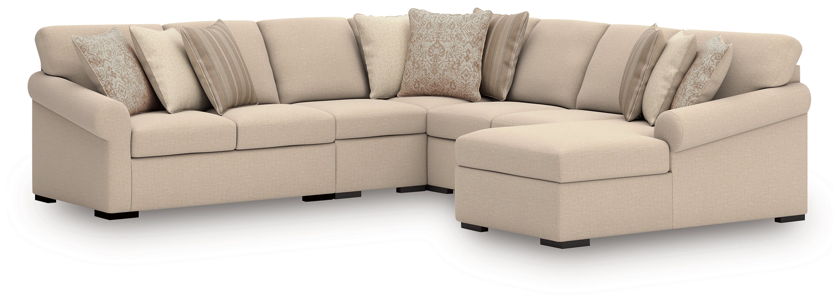 Best Furniture Outlet - Ashley Furniture - LadyMae Sectional - RAF 5-Piece Sectional with Chaise / Twill - 59404S4