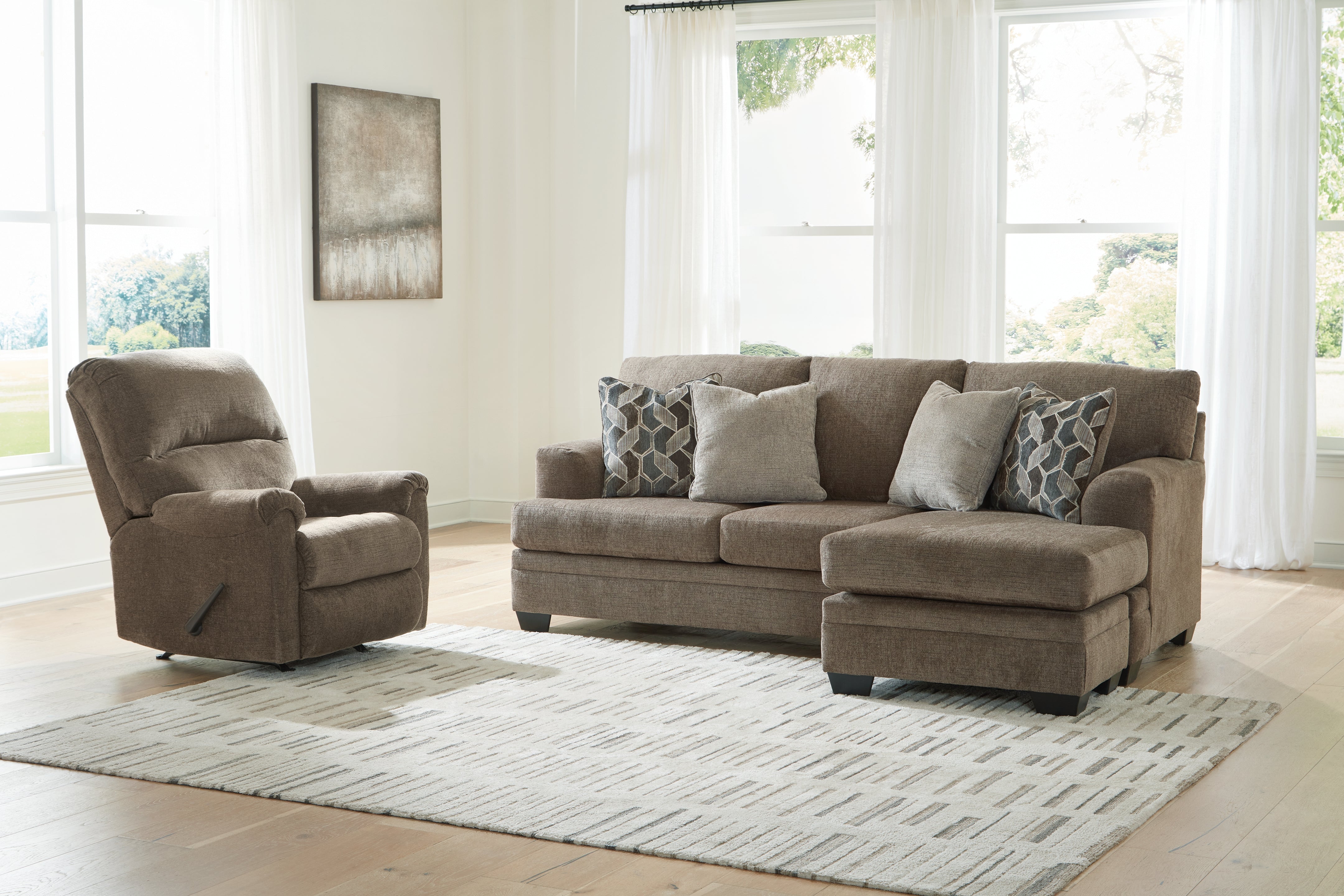 Best Furniture Outlet - Ashley Furniture - Stonemeade Sofa Chaise and Recliner - Sofa Chaise and Recliner - 59505U5