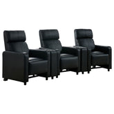 Best Furniture Outlet - Coaster - Toohey Upholstered Tufted Recliner Living Room Set Black - 600181-S3A