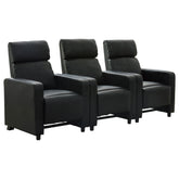 Best Furniture Outlet - Coaster - Toohey Upholstered Tufted Recliner Living Room Set Black - 600181-S3B
